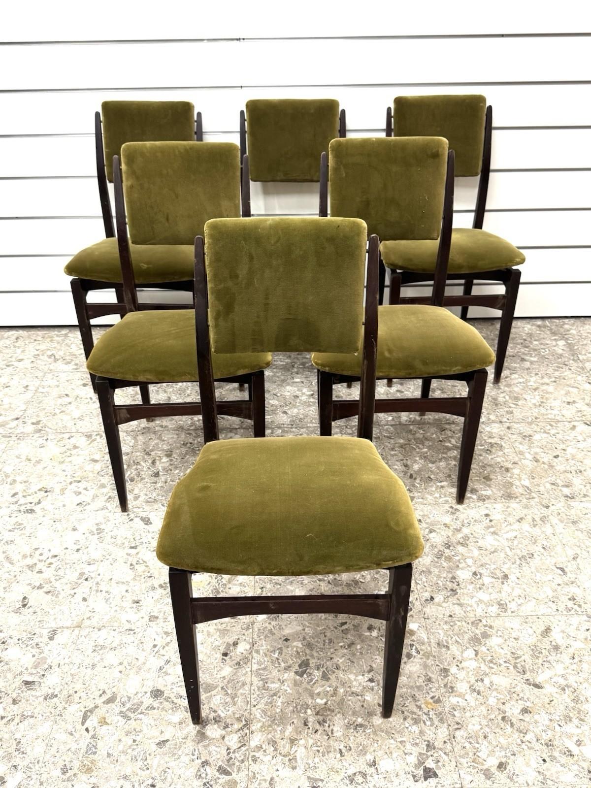 Gio Ponti Style Set Di 6 Sedie Da Pranzo Anni ‘60 Design Modernariato im Angebot 10
