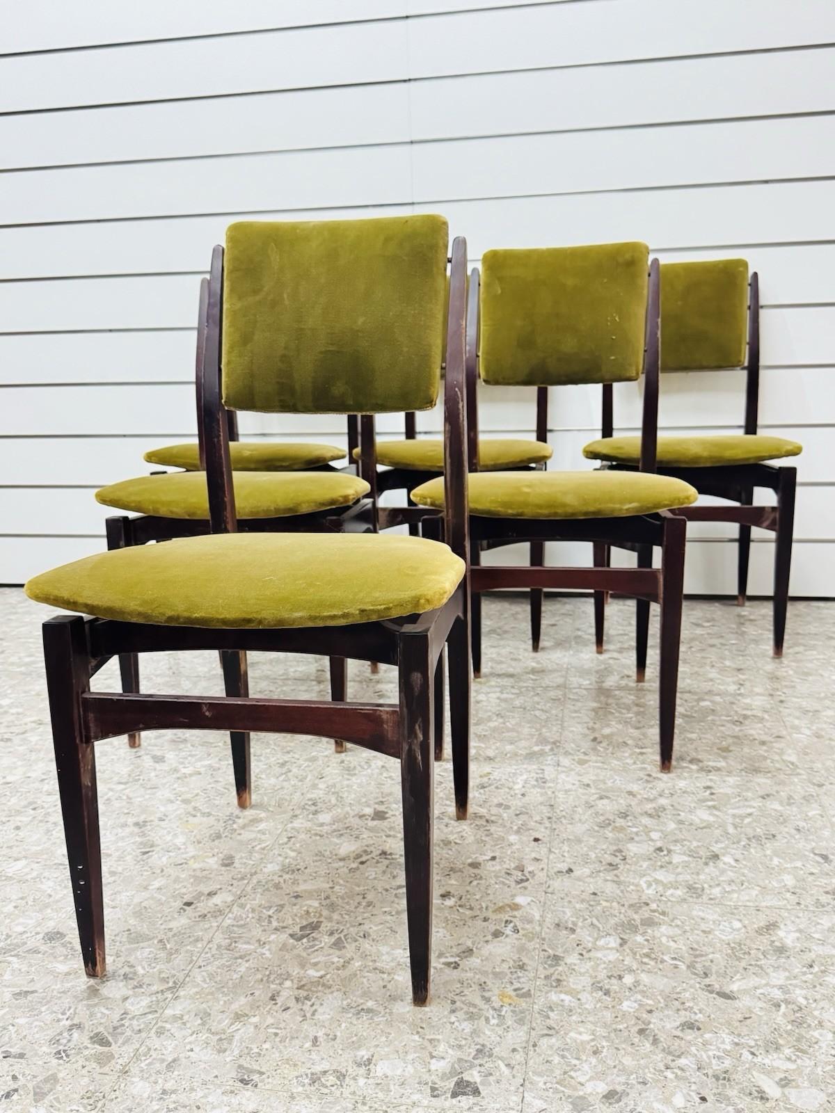 Gio Ponti Style Set Di 6 Sedie Da Pranzo Anni ‘60 Design Modernariato im Angebot 11