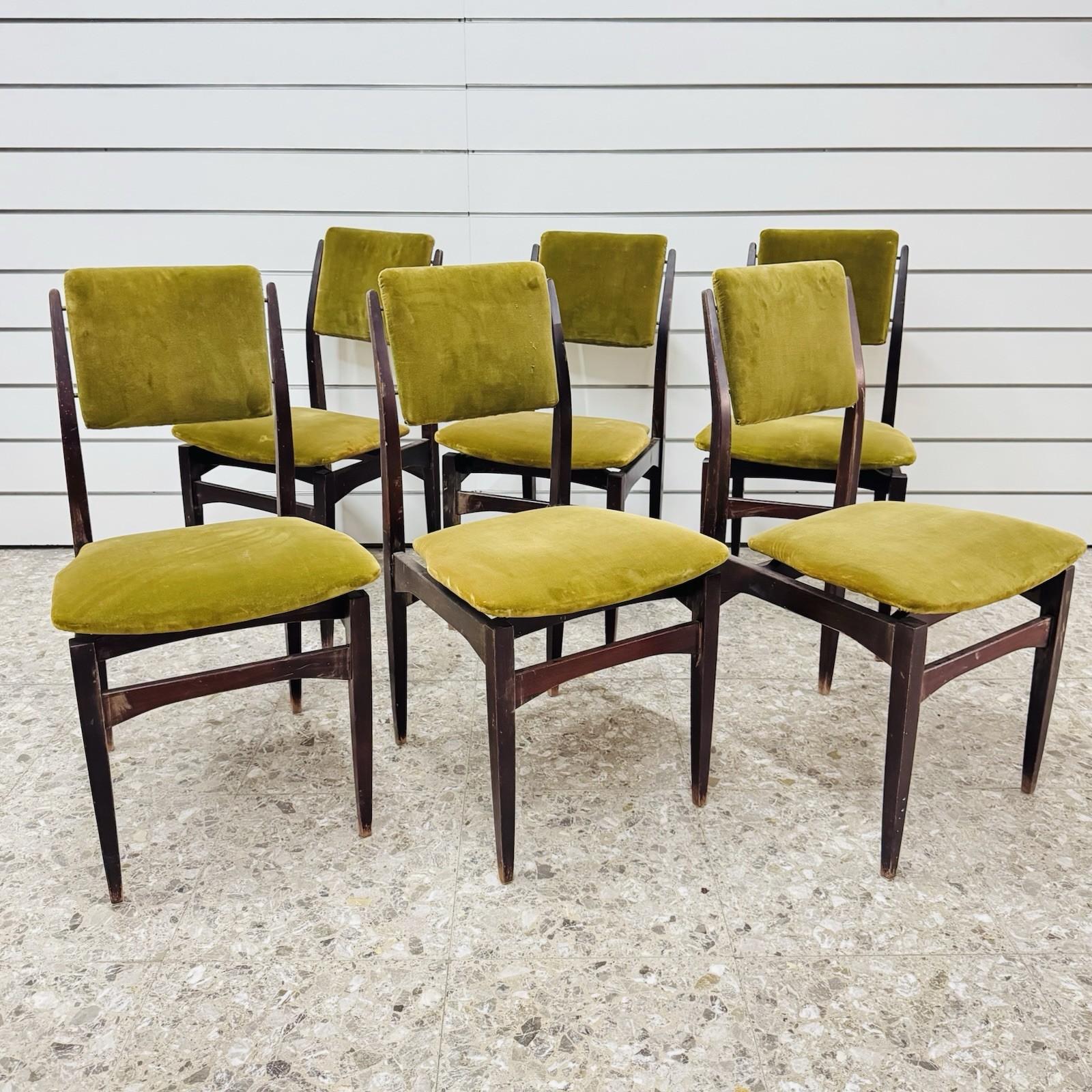 Gio Ponti Style Set Di 6 Sedie Da Pranzo Anni ‘60 Design Modernariato (Moderne der Mitte des Jahrhunderts) im Angebot