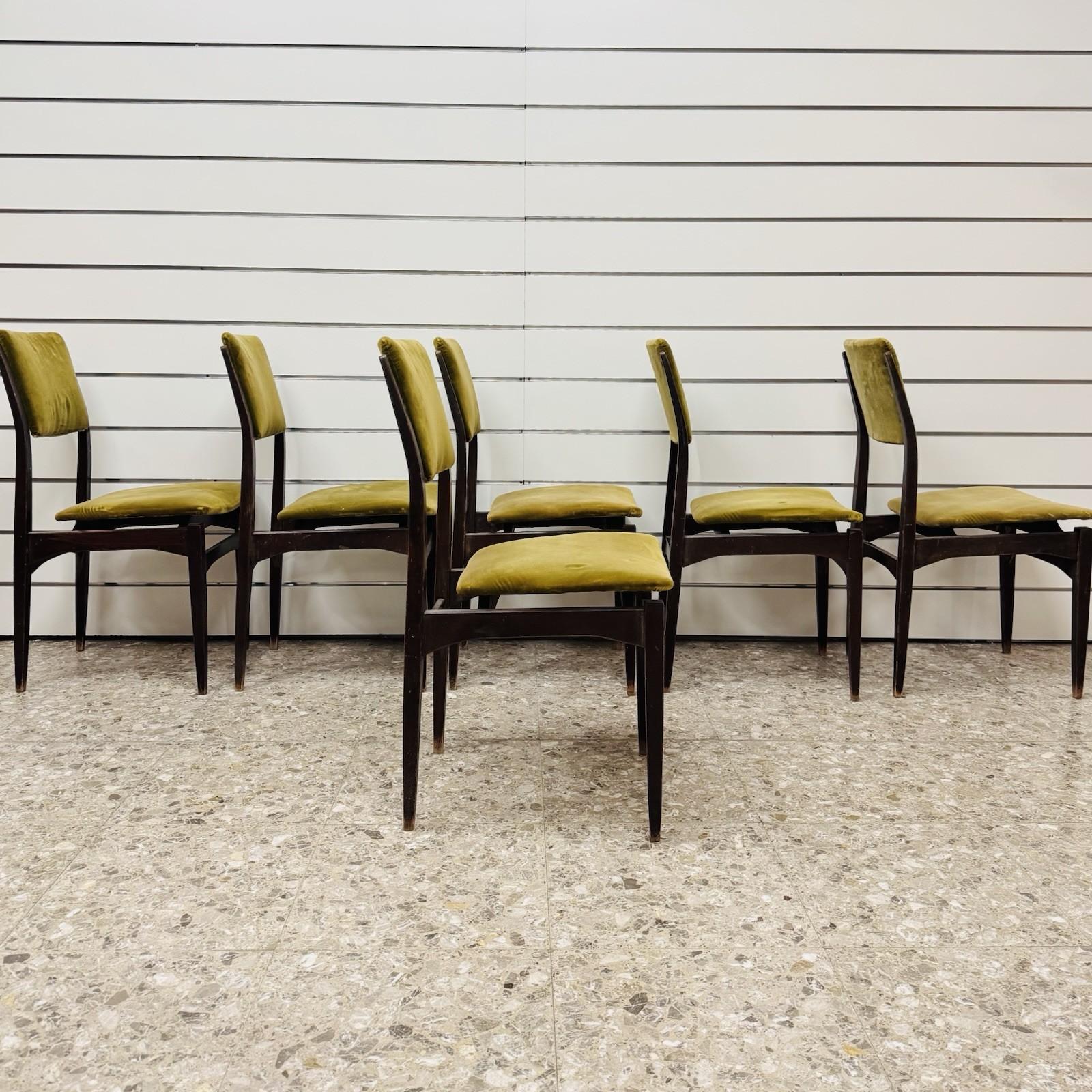 Gio Ponti Style Set Di 6 Sedie Da Pranzo Anni ‘60 Design Modernariato im Zustand „Gut“ im Angebot in Taranto, IT