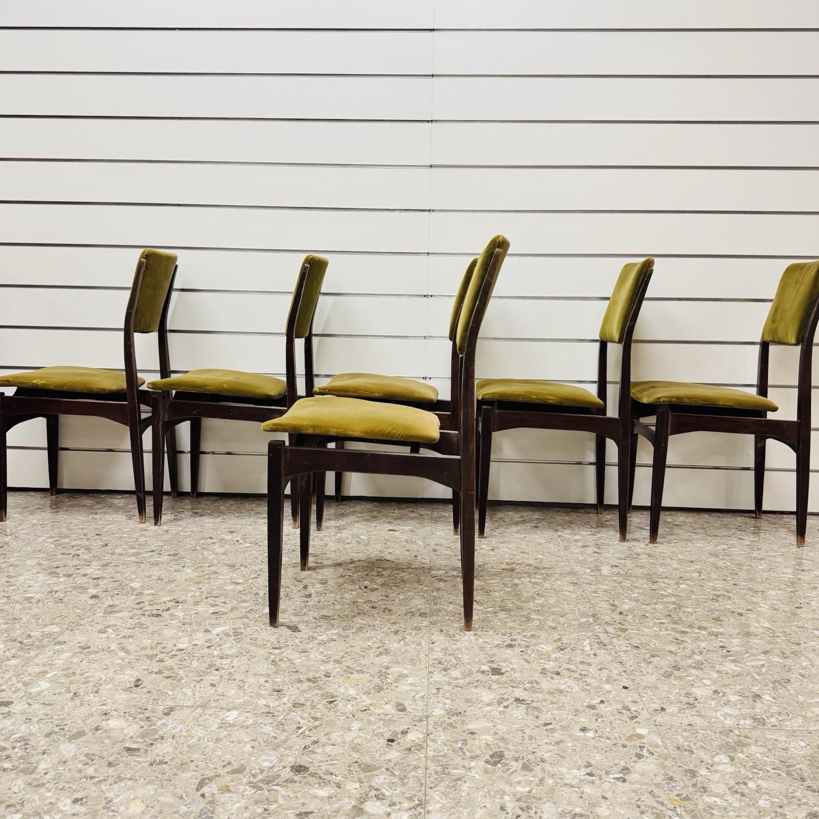 Gio Ponti Style Set Di 6 Sedie Da Pranzo Anni ‘60 Design Modernariato (Mid-20th Century) im Angebot