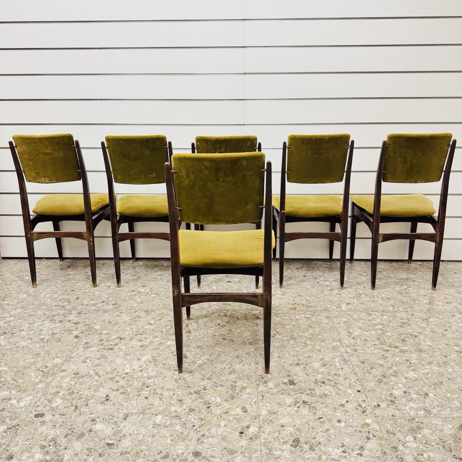 Gio Ponti Style Set Di 6 Sedie Da Pranzo Anni ‘60 Design Modernariato im Angebot 1