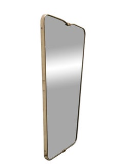 Gio Ponti Style Brass Shield Wall Mirror, Italy 1950s