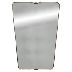 Gio Ponti Style Brass Shield Wall Mirror, Italy 1950s