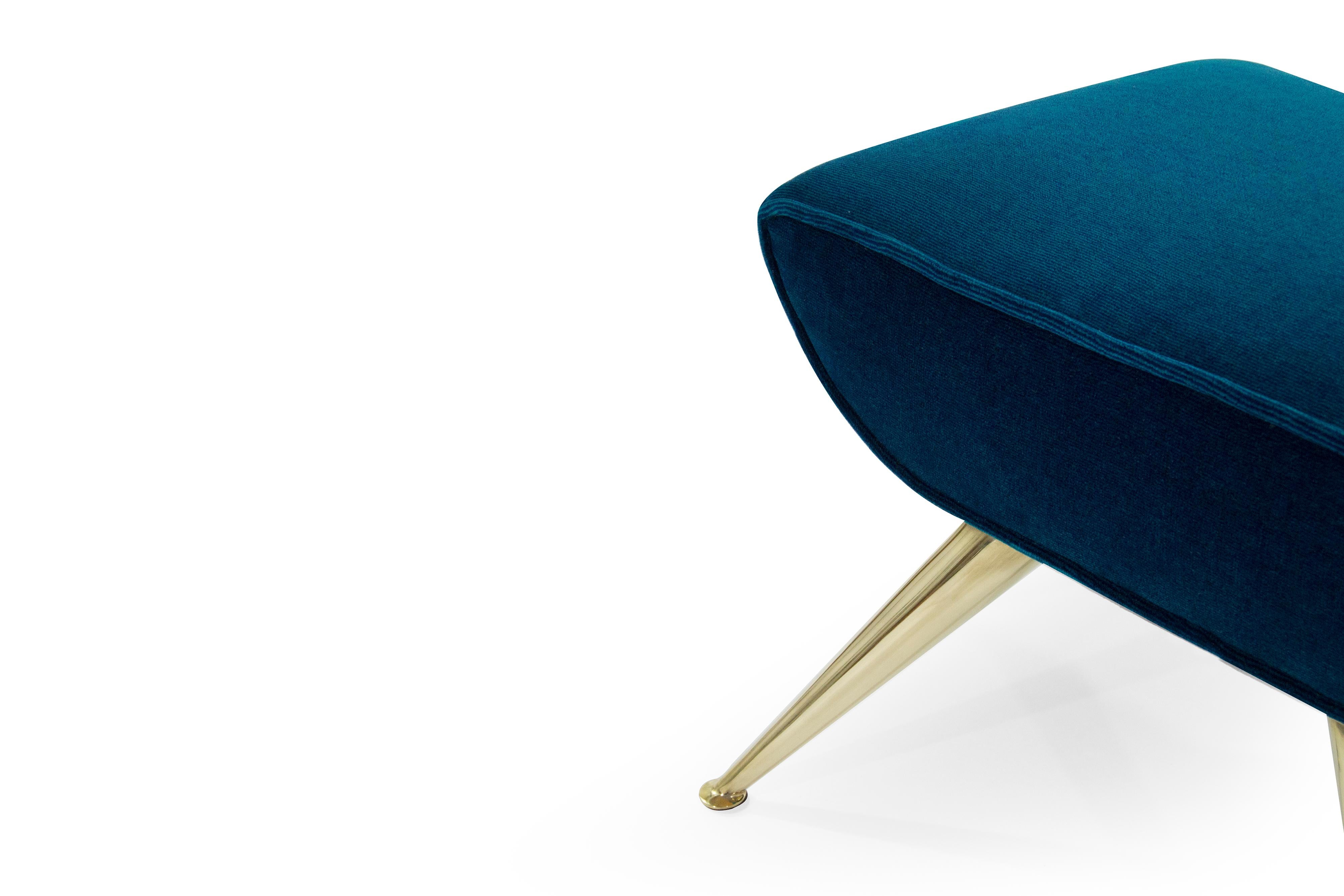 Gio Ponti Style Sputnik Footstools in Aqua Velvet 3