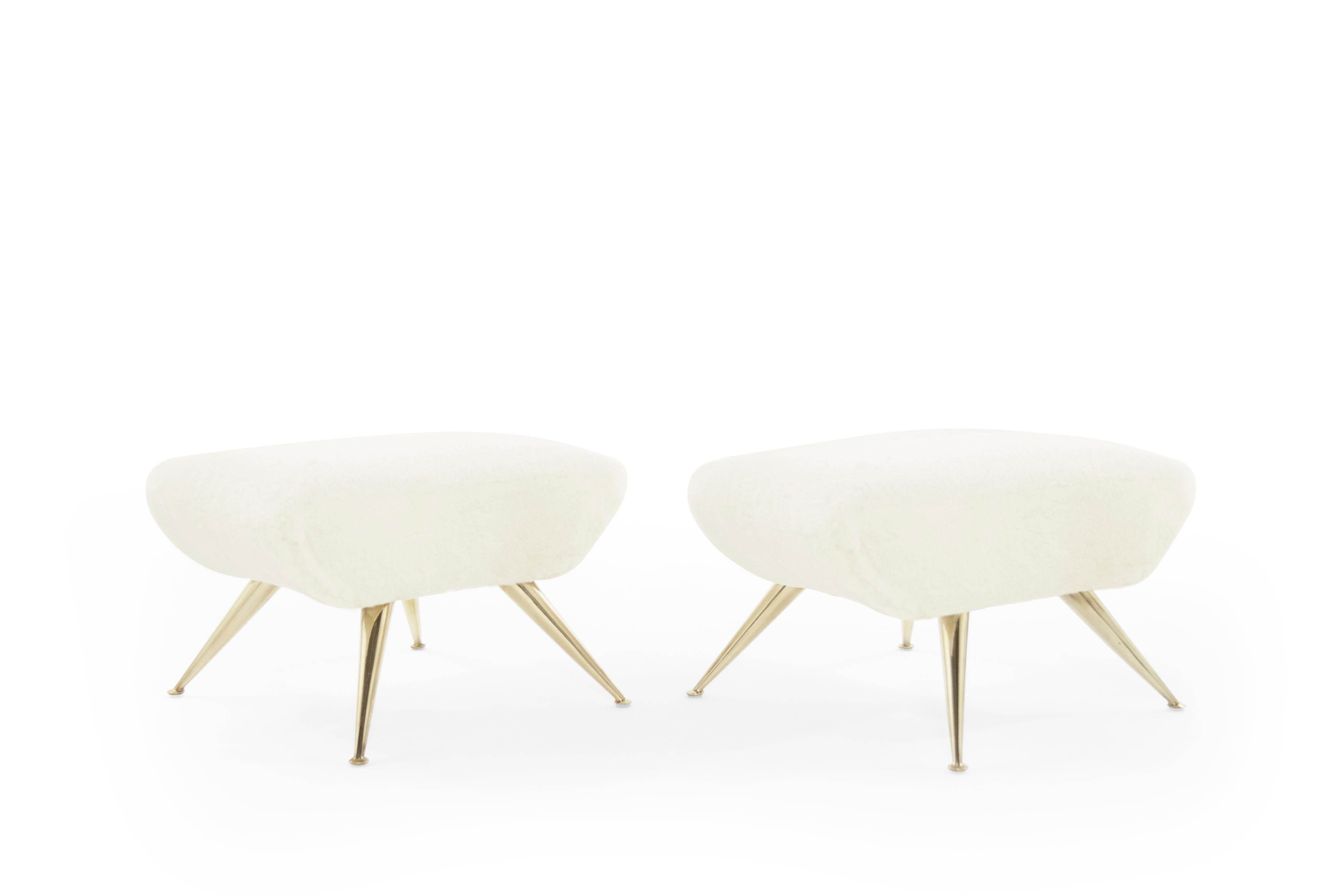 Italian Gio Ponti Style Sputnik Stools in Shearling