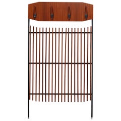 Gio Ponti Style Teak and Metal Italian Coat Rack