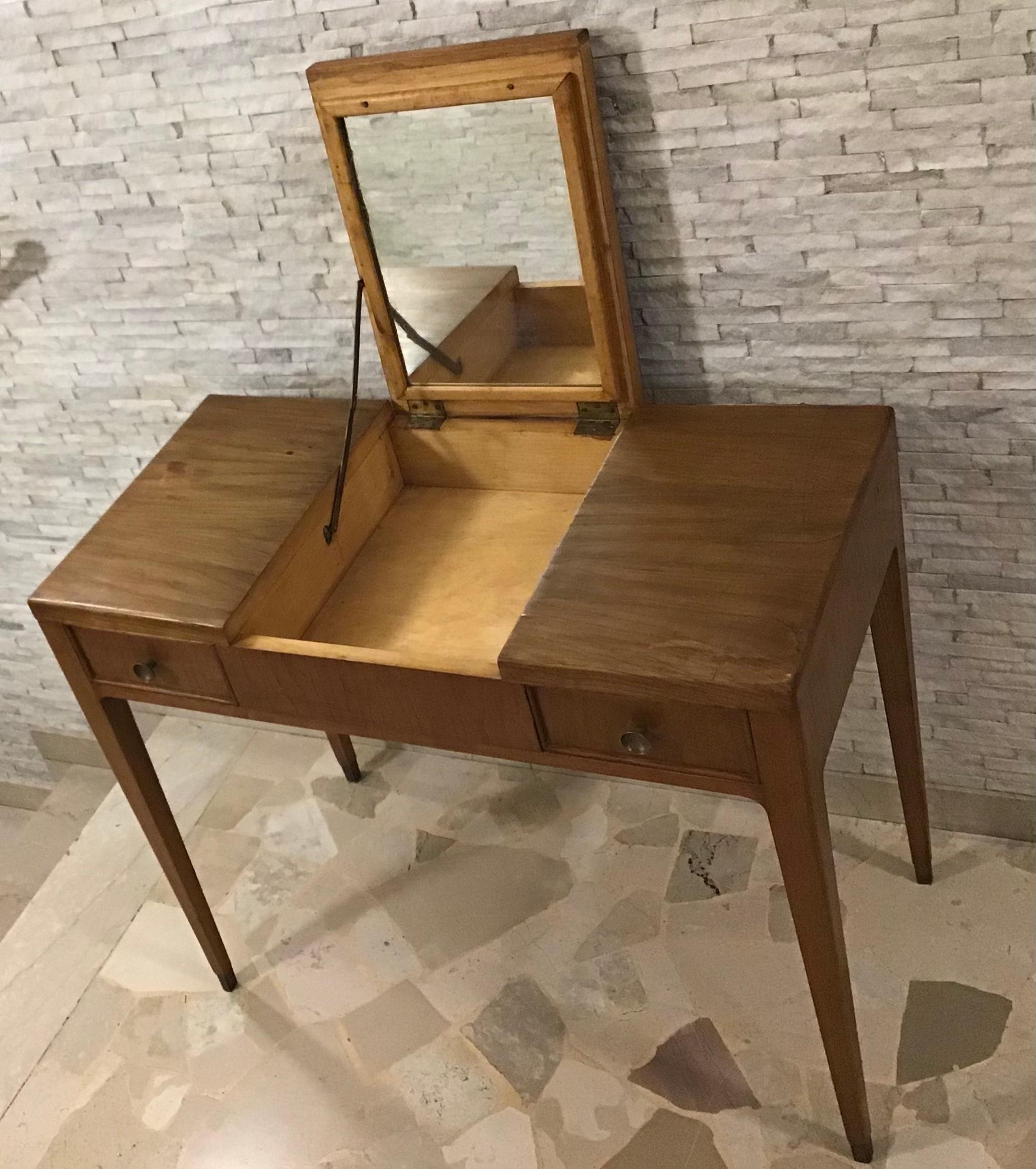 Gio’ Ponti “Style” Toilet /Desk Wood Brass, 1950, Italy For Sale 9