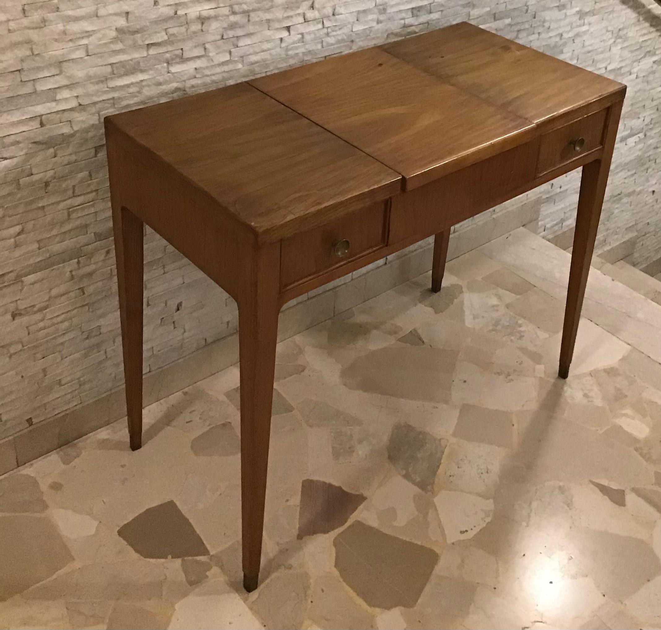 Gio’ Ponti “Style” Toilet /Desk Wood Brass, 1950, Italy In Good Condition For Sale In Milano, IT