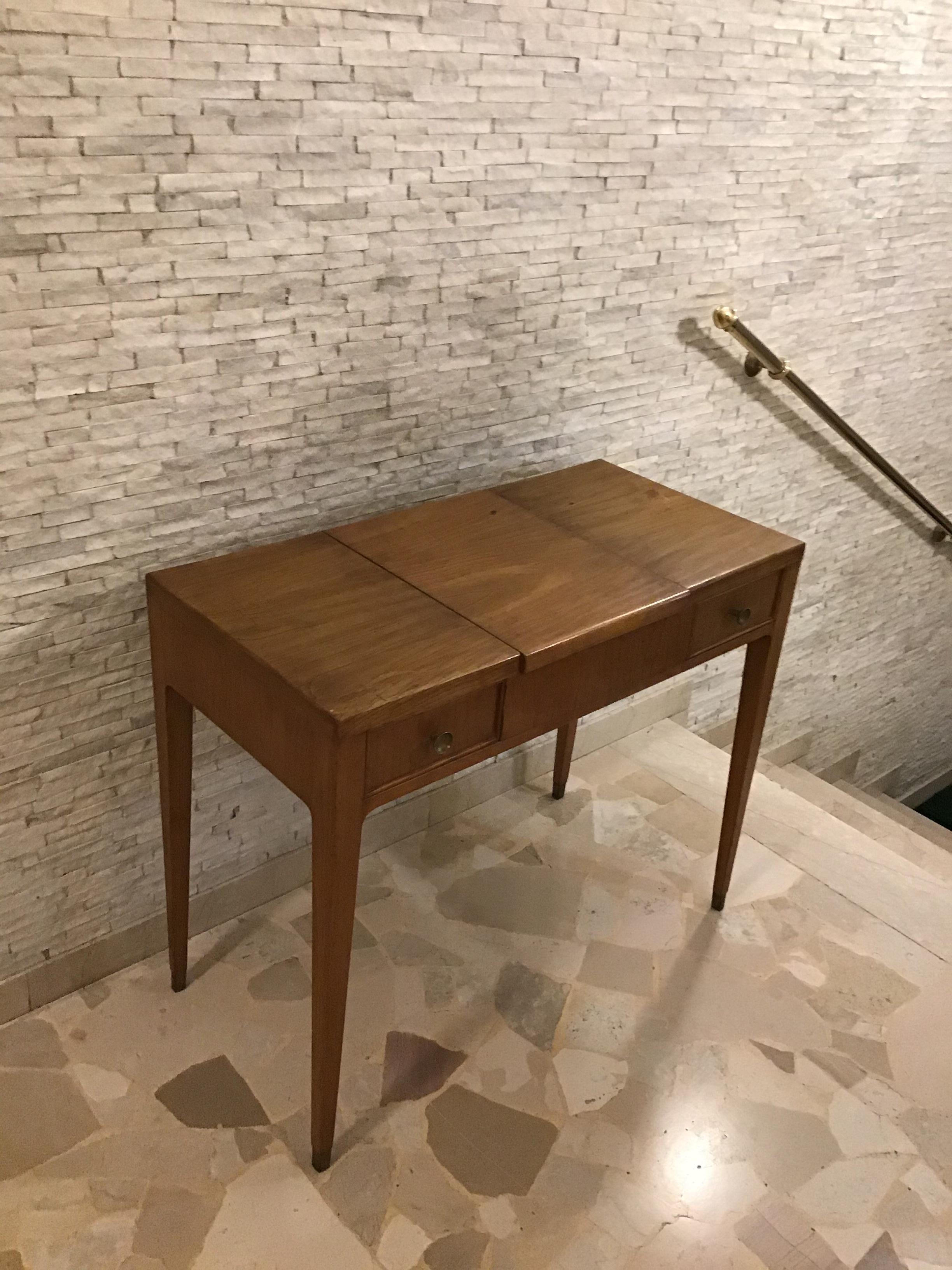 Mid-20th Century Gio’ Ponti “Style” Toilet /Desk Wood Brass, 1950, Italy For Sale