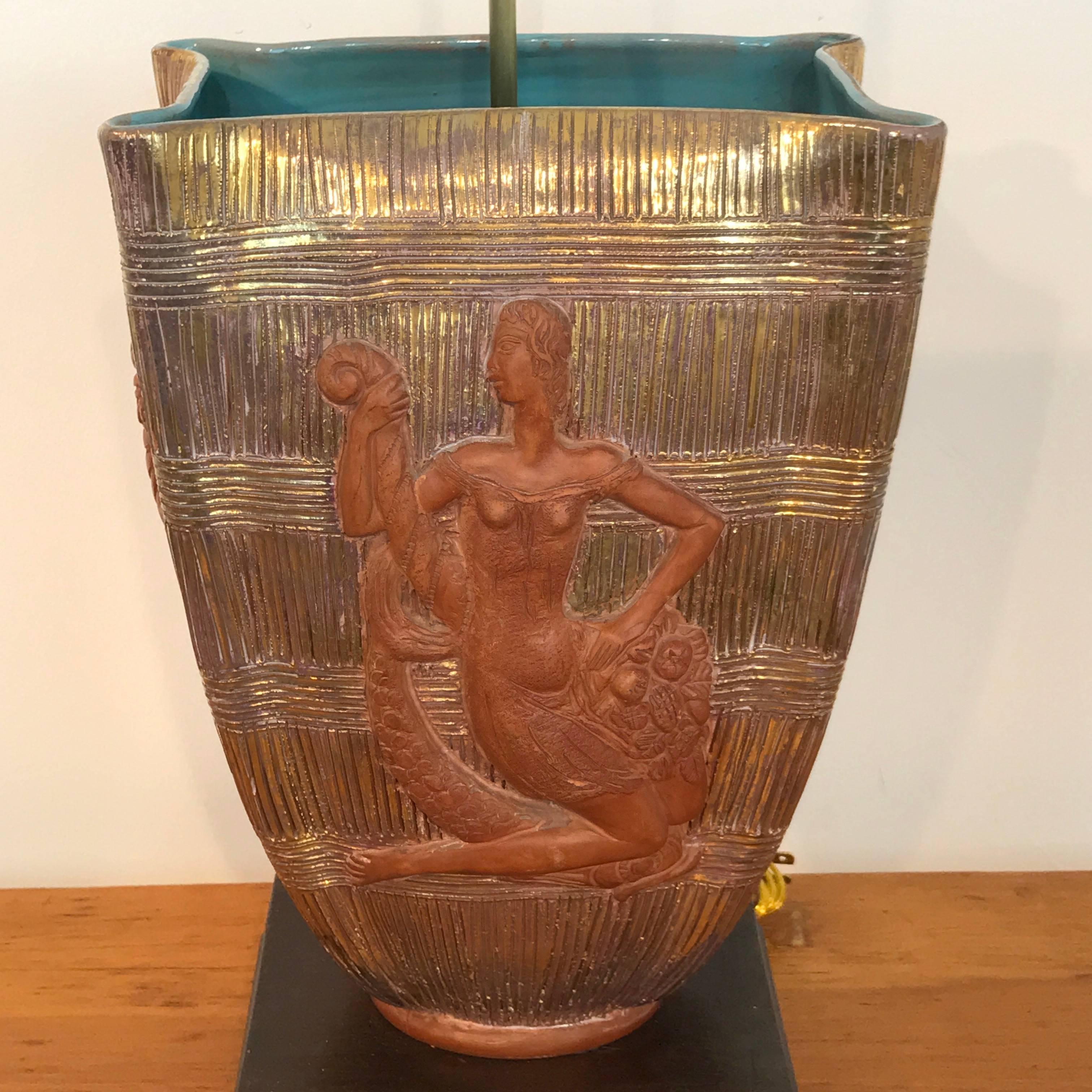 Gio Ponti style vase, now as a lamp.