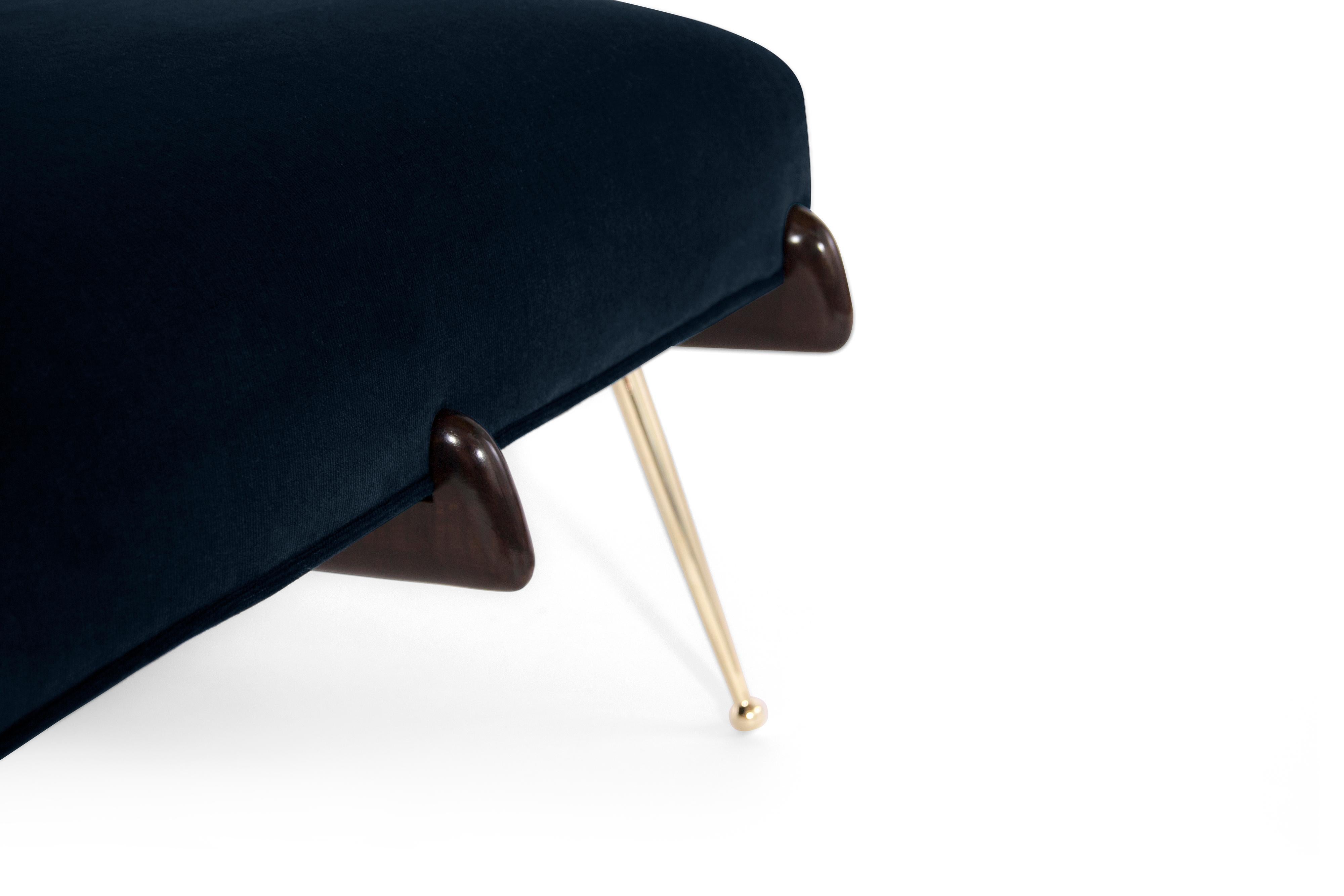 Gio Ponti Style Walnut Boomerang Lounge Chairs on Brass Legs 2
