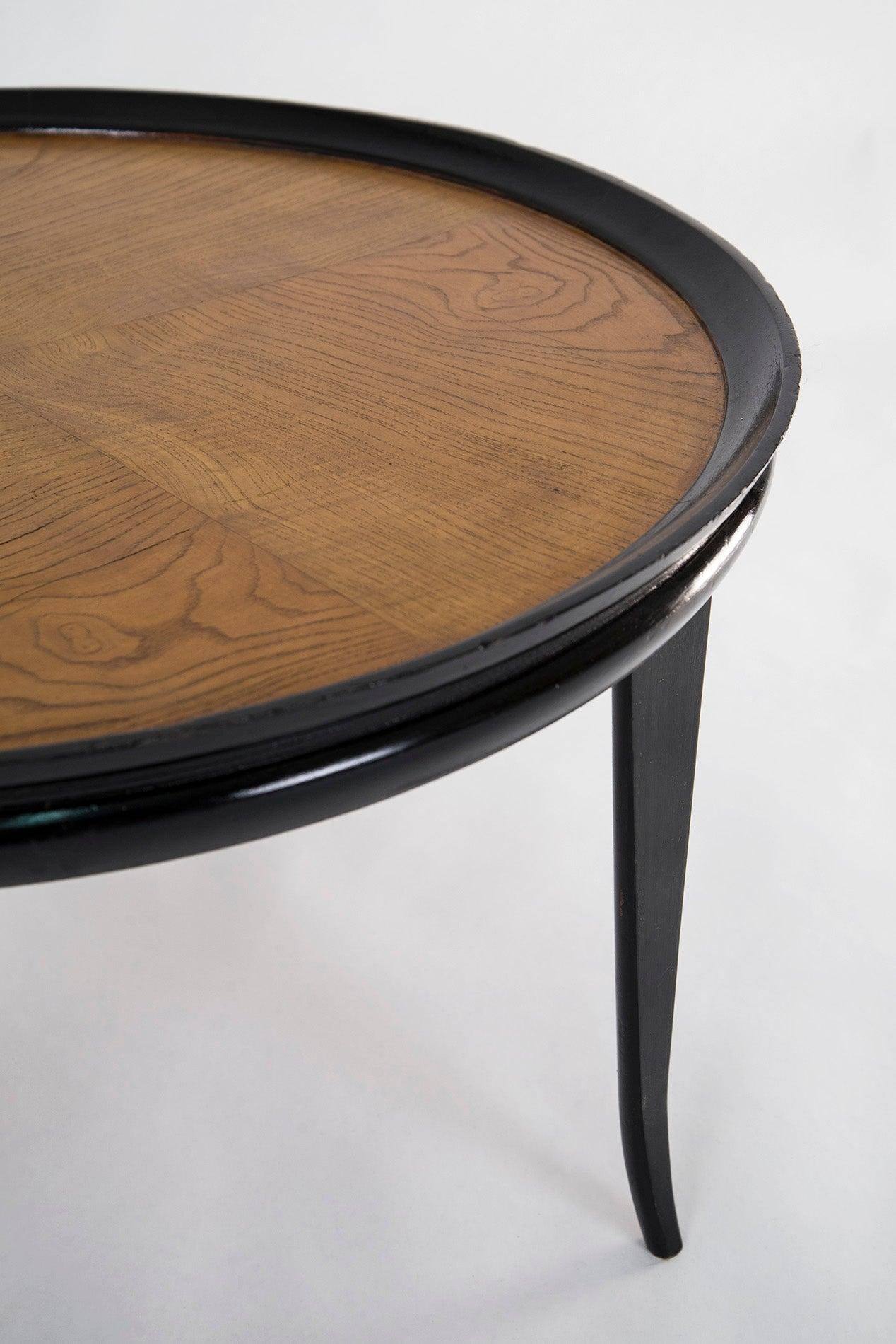 Mid-Century Modern Gio Ponti Style Wooden Round Coffee Table, Italy, 1940s