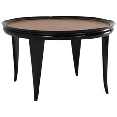 Gio Ponti Style Wooden Round Coffee Table, Italy, 1940s