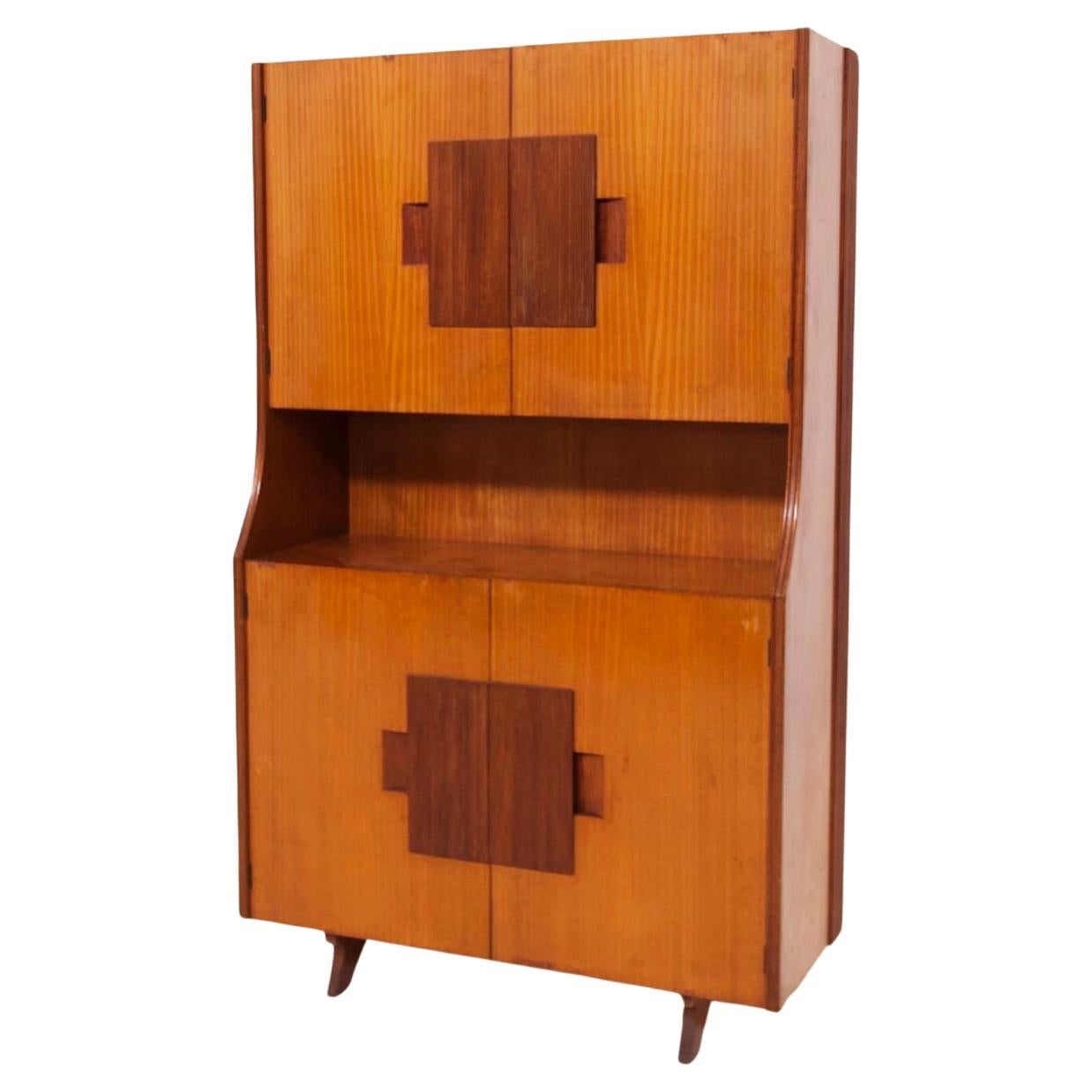 Gio Ponti Superb Wooden Living Room Cabinet 'Attr.'