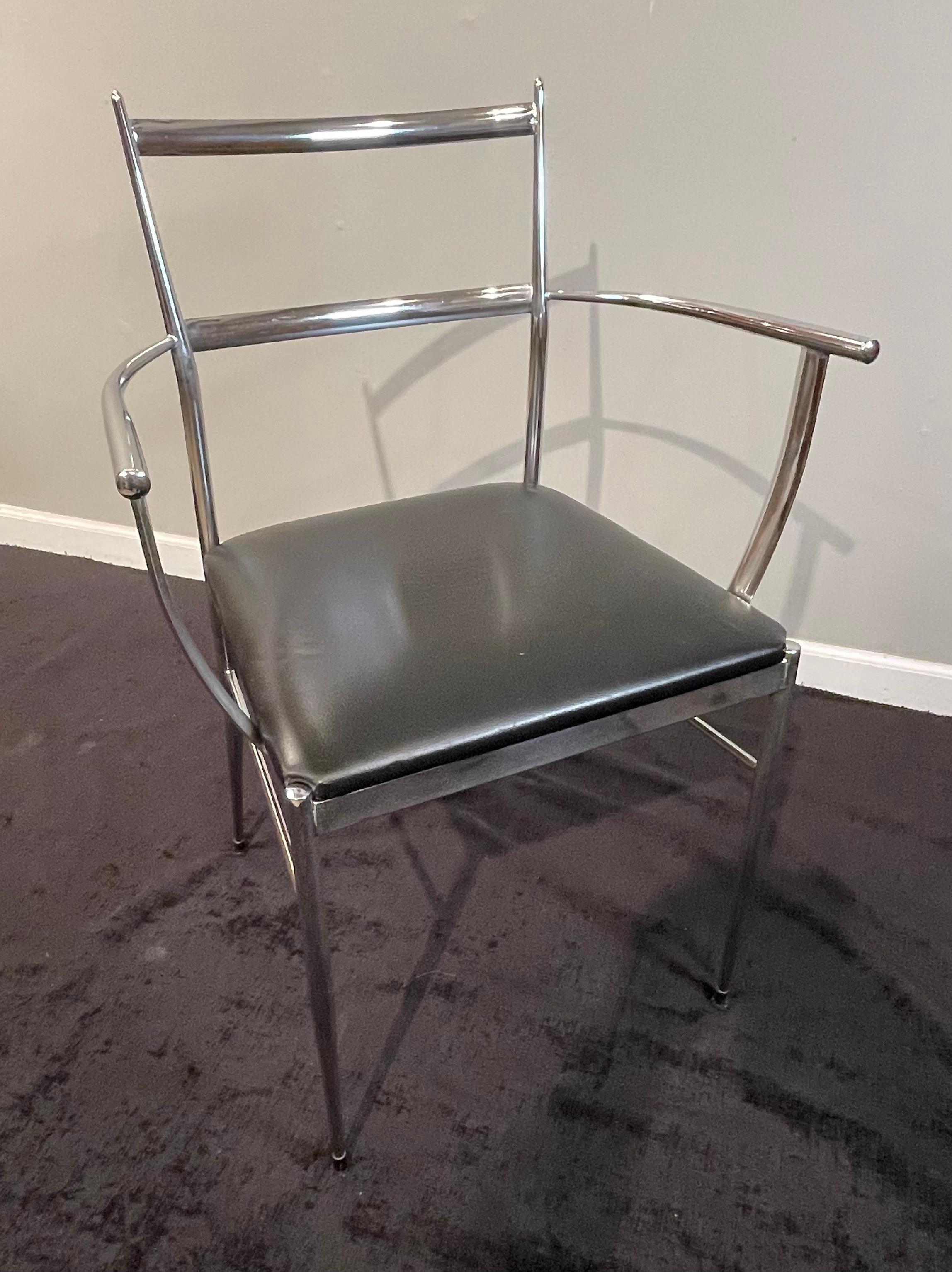 Italian Mid-Century Modern chrome armchair.