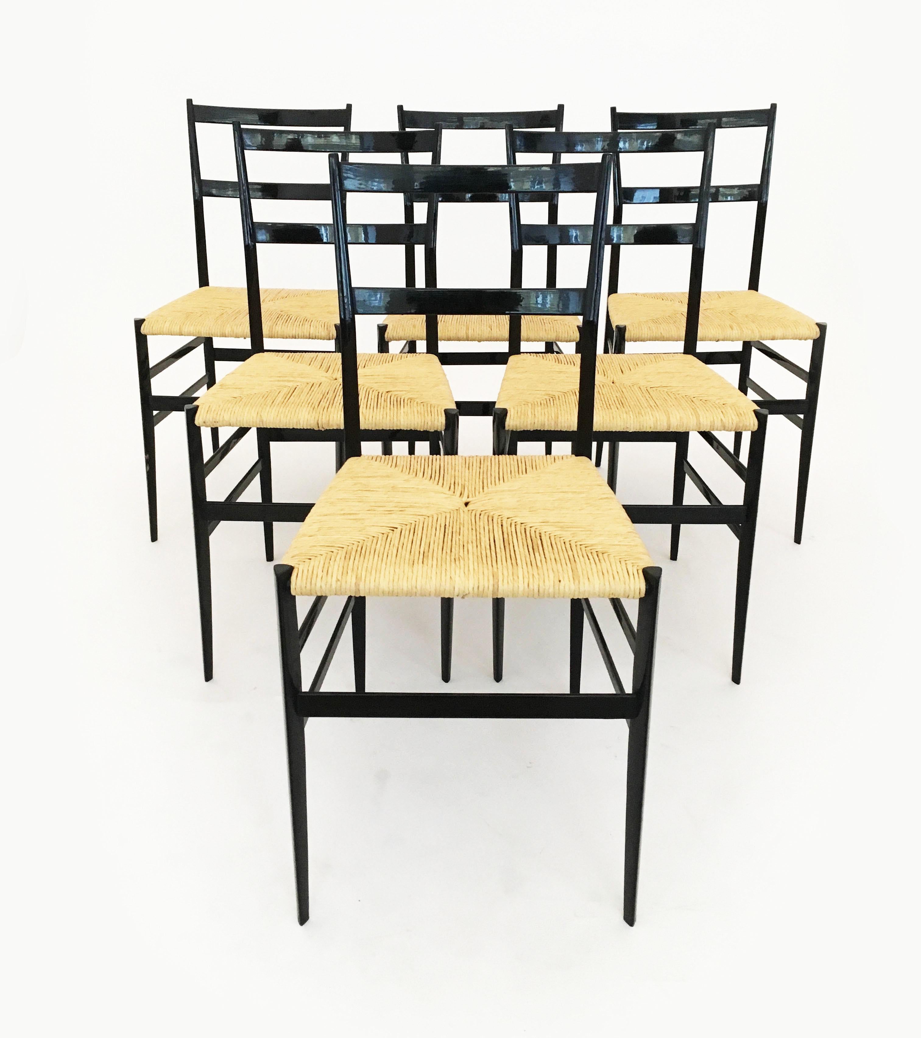Gio Ponti Superleggera Chairs Set of Six by Cassina, Italy 1958 3