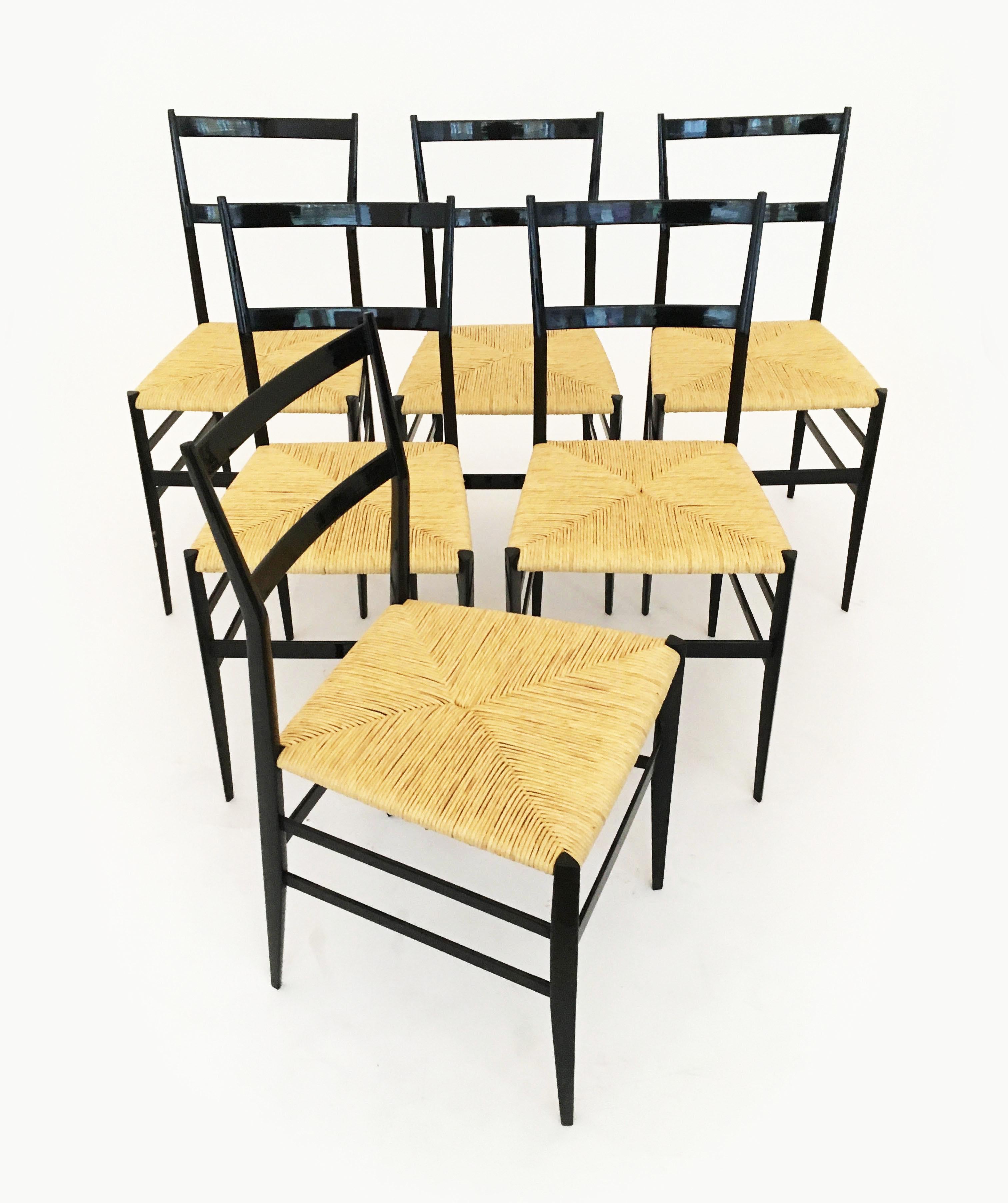 Gio Ponti Superleggera Chairs Set of Six by Cassina, Italy 1958 4