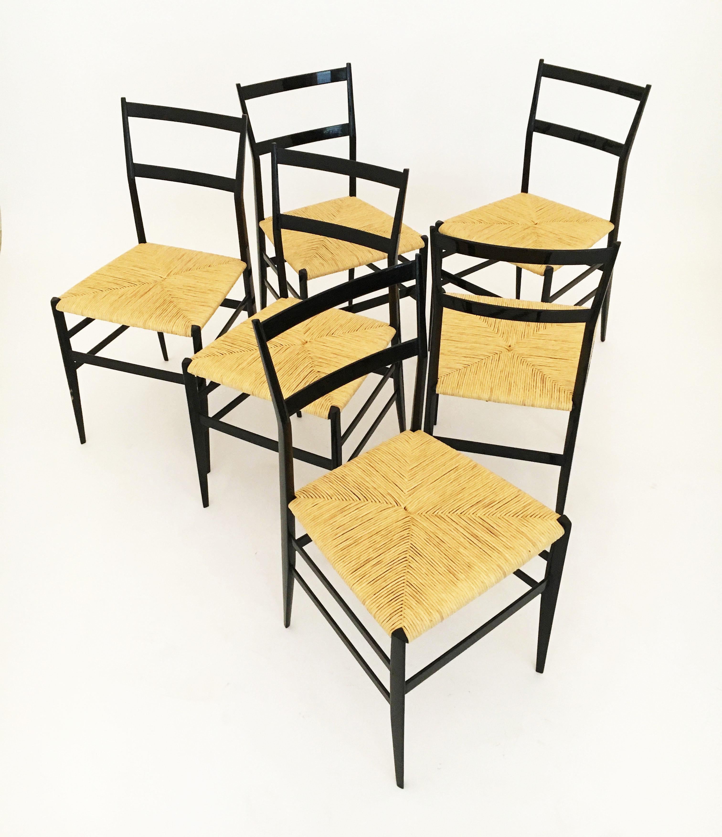 Gio Ponti Superleggera Chairs Set of Six by Cassina, Italy 1958 5