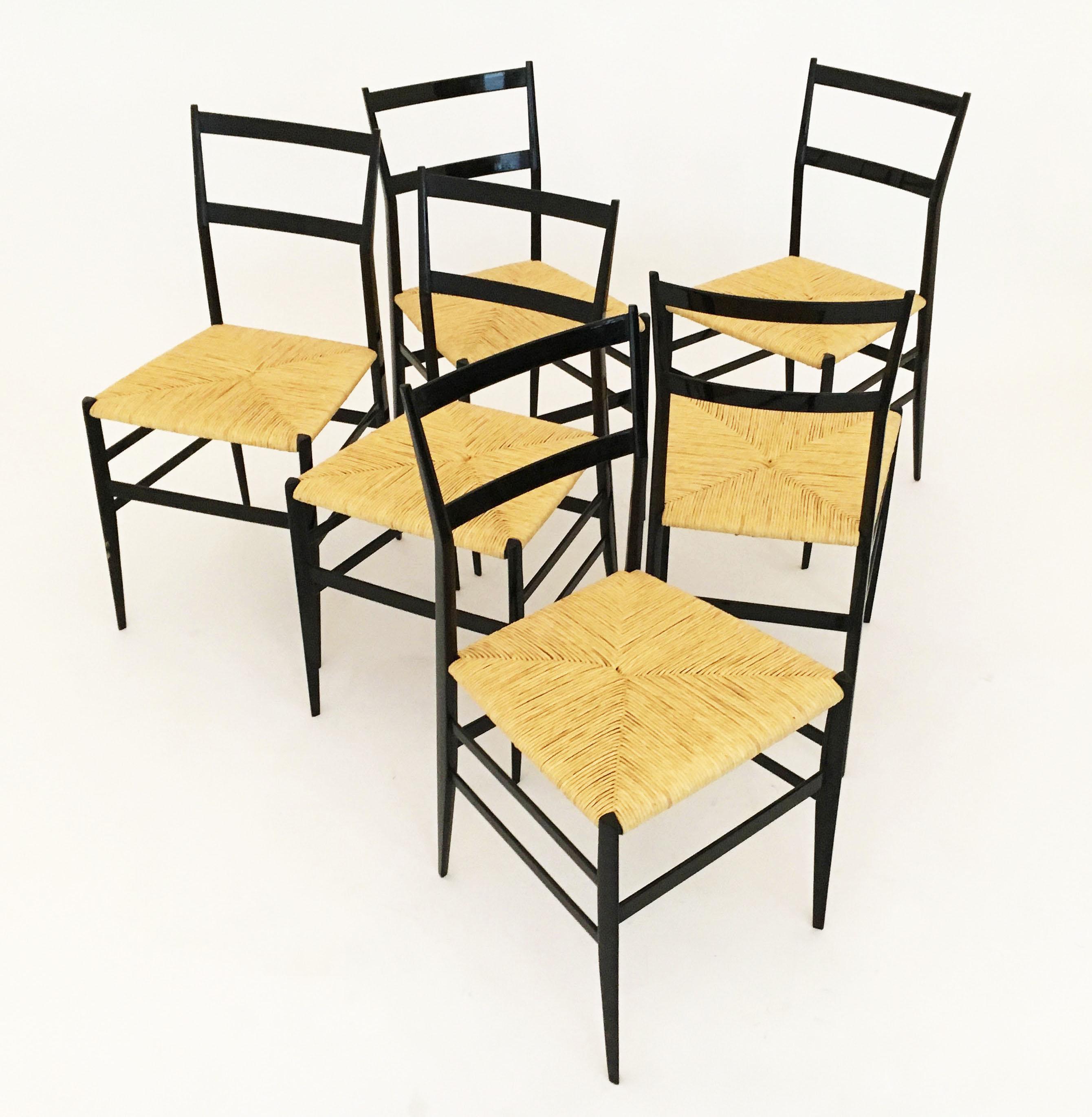 Gio Ponti Superleggera Chairs Set of Six by Cassina, Italy 1958 7