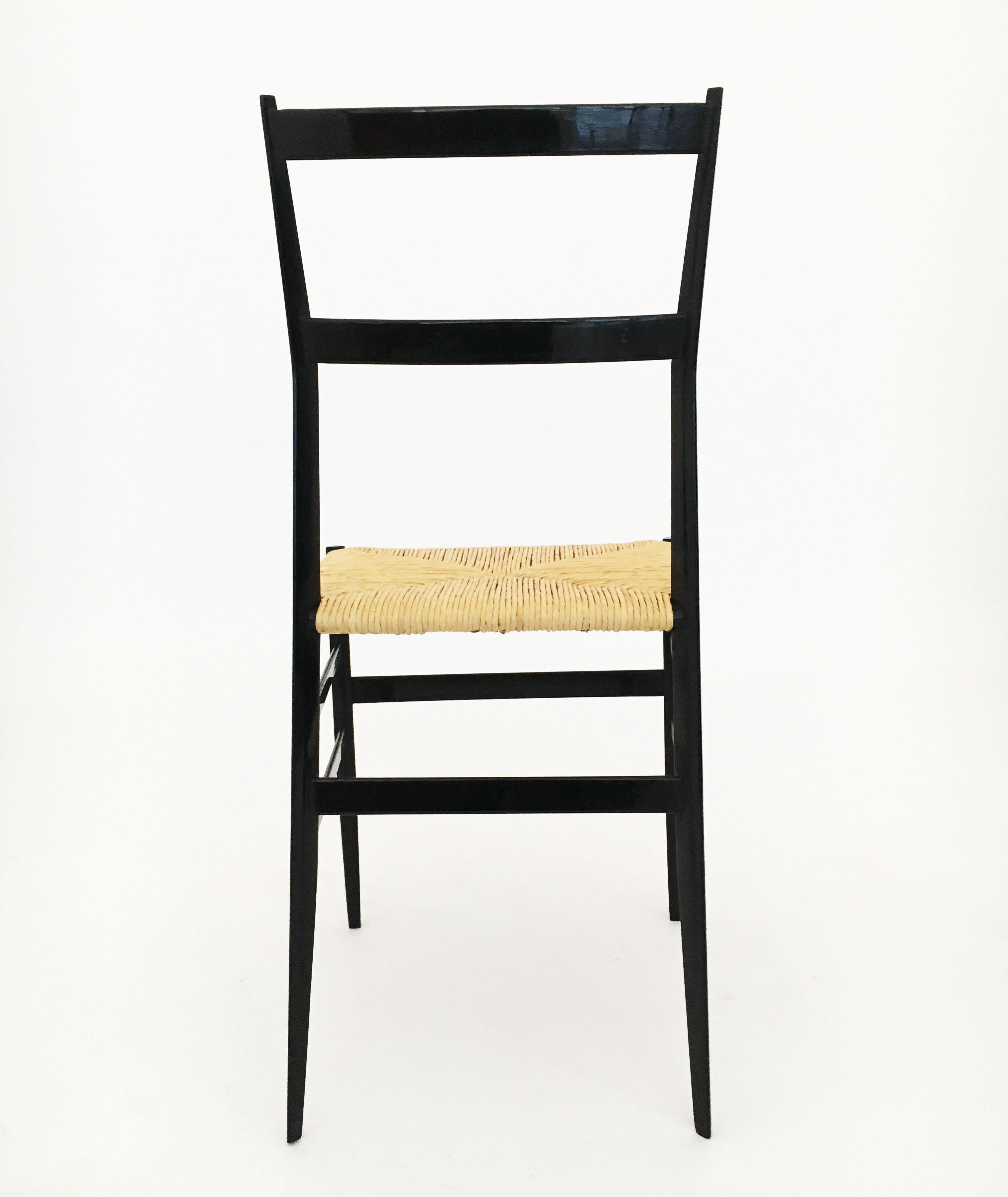 Mid-20th Century Gio Ponti Superleggera Chairs Set of Six by Cassina, Italy 1958