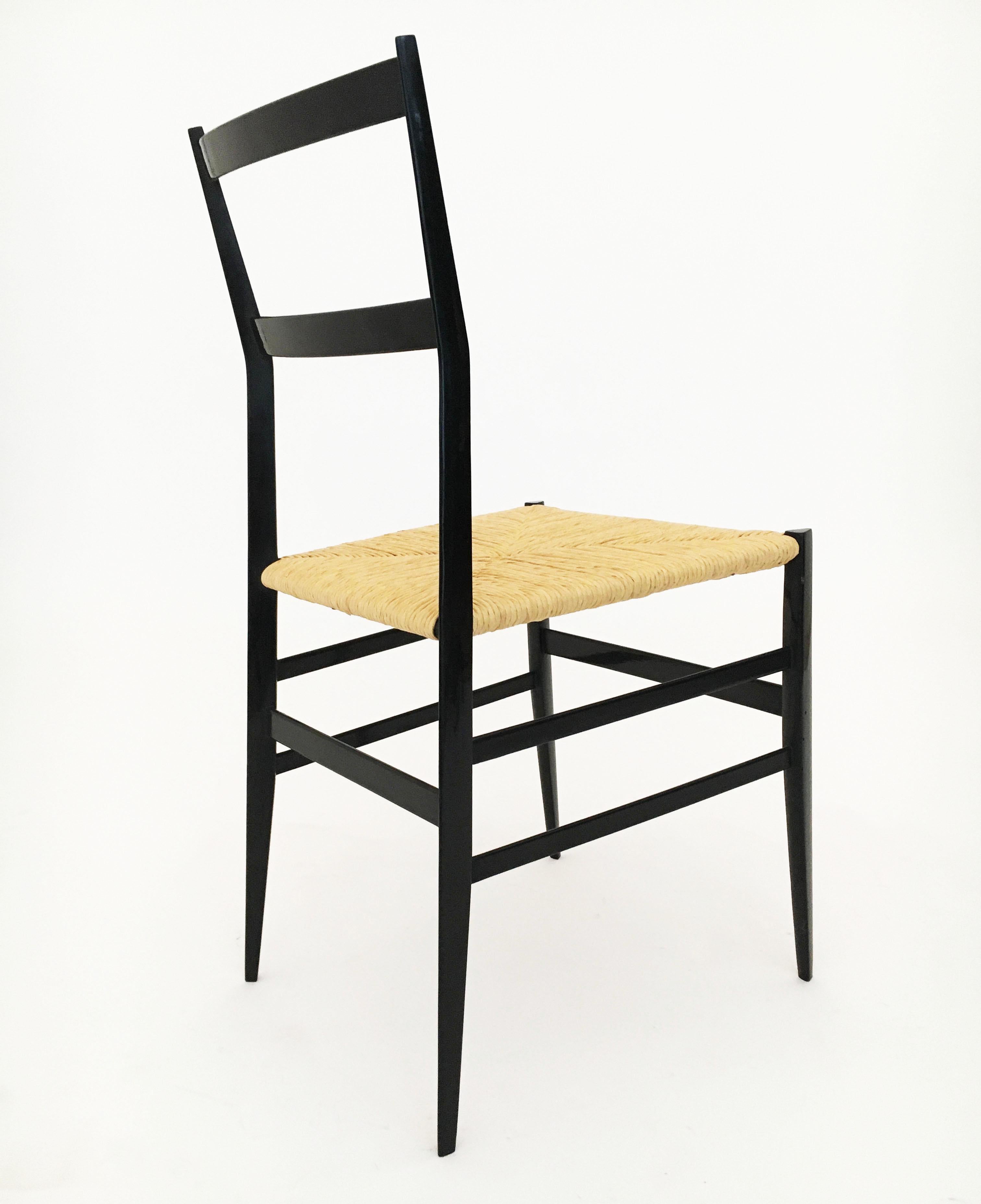 Papercord Gio Ponti Superleggera Chairs Set of Six by Cassina, Italy 1958