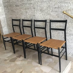 Gio Ponti “ Superleggera” N. 4, Chair Wood Straw Padding, 1950, Italy