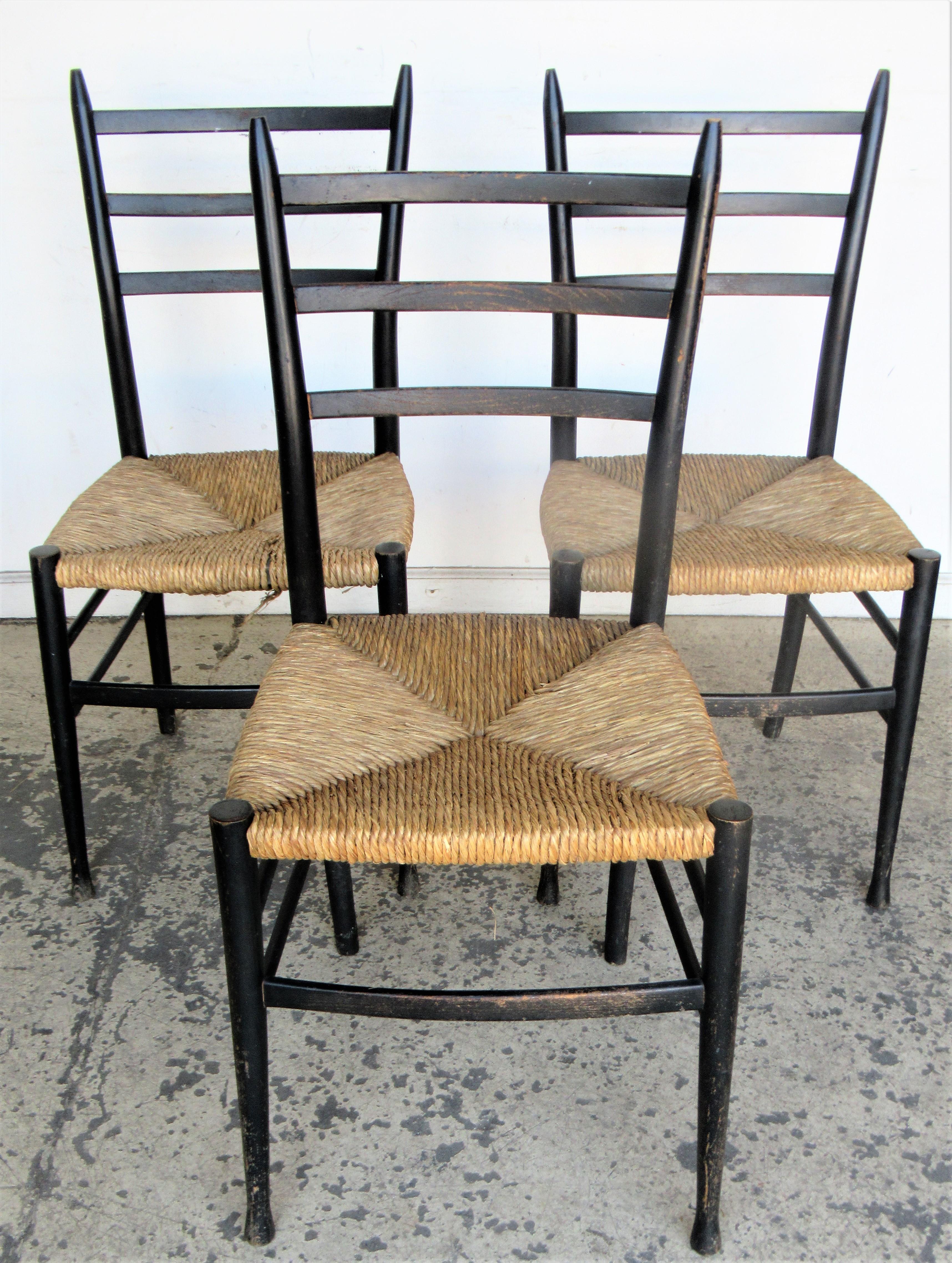 Ebonized Gio Ponti Superleggera Style Chairs, Made in Italy