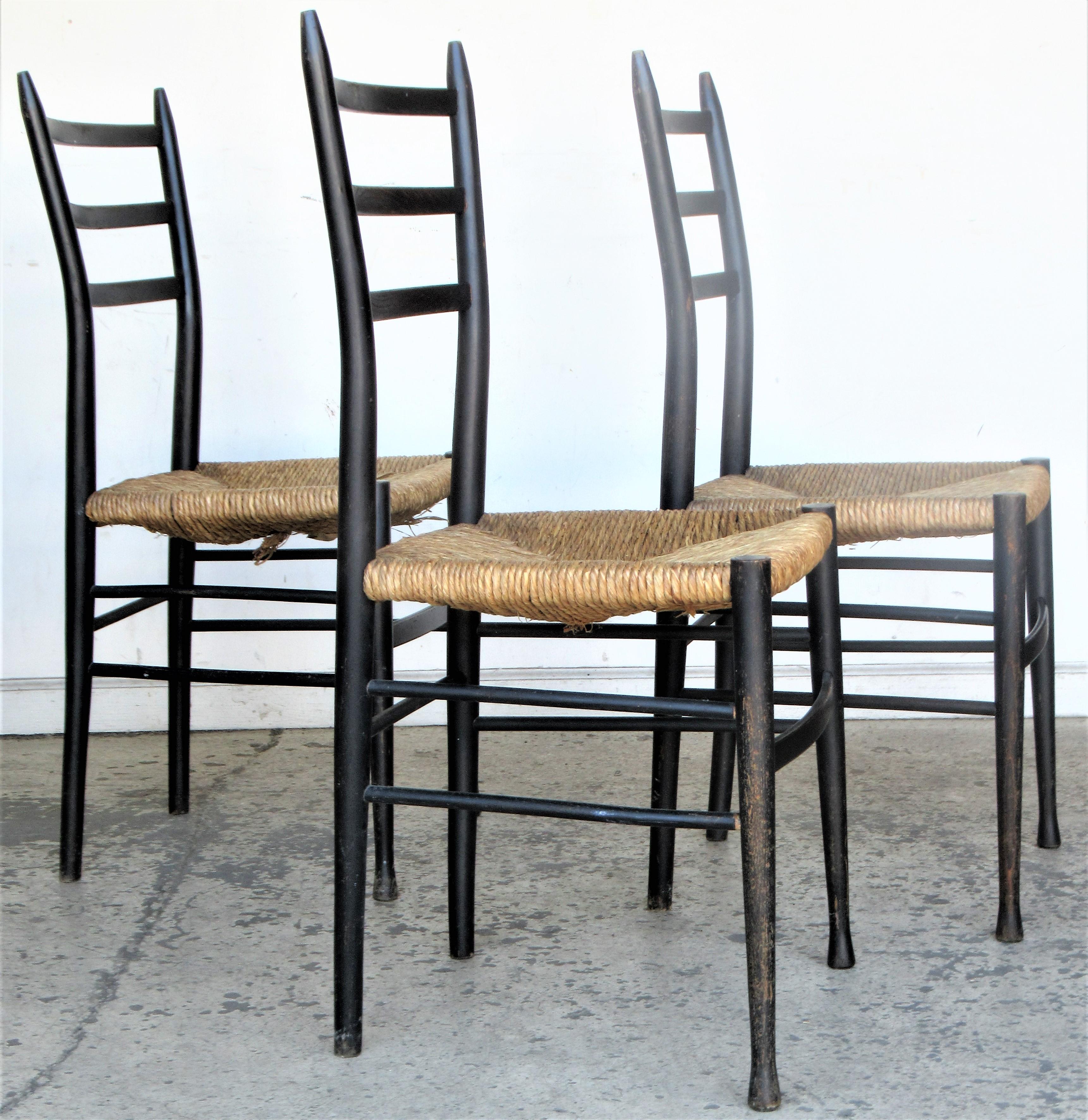 20th Century Gio Ponti Superleggera Style Chairs, Made in Italy