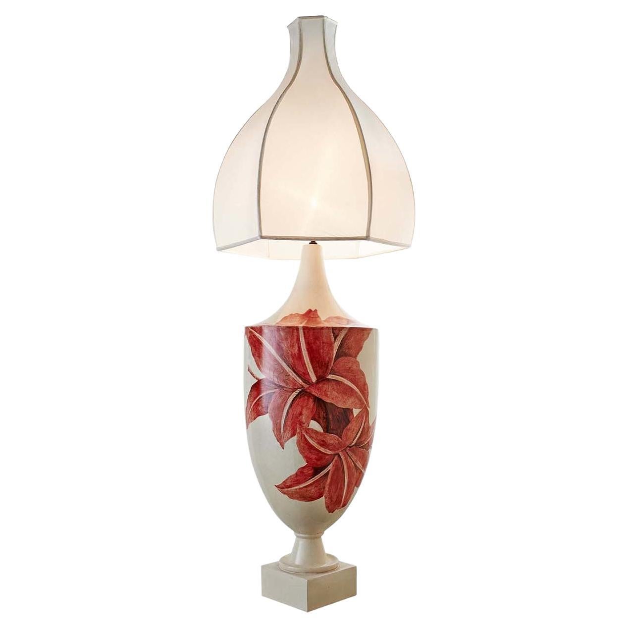 Gio Ponti Table Lamp with Red Lilies