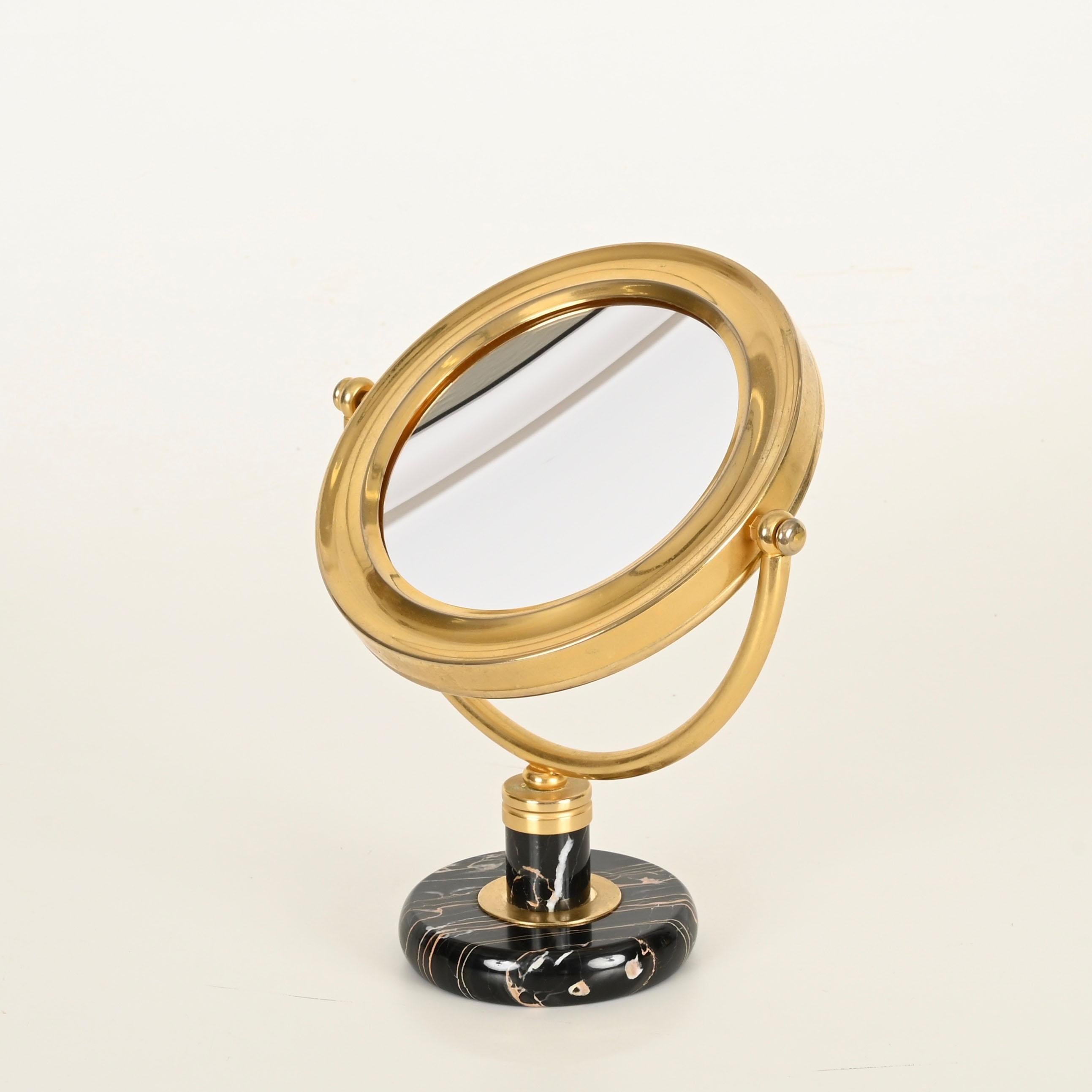 Gio Ponti Table Mirror in Brass and Portoro Gold Marble, Fontana Arte Italy 1950 in vendita 2