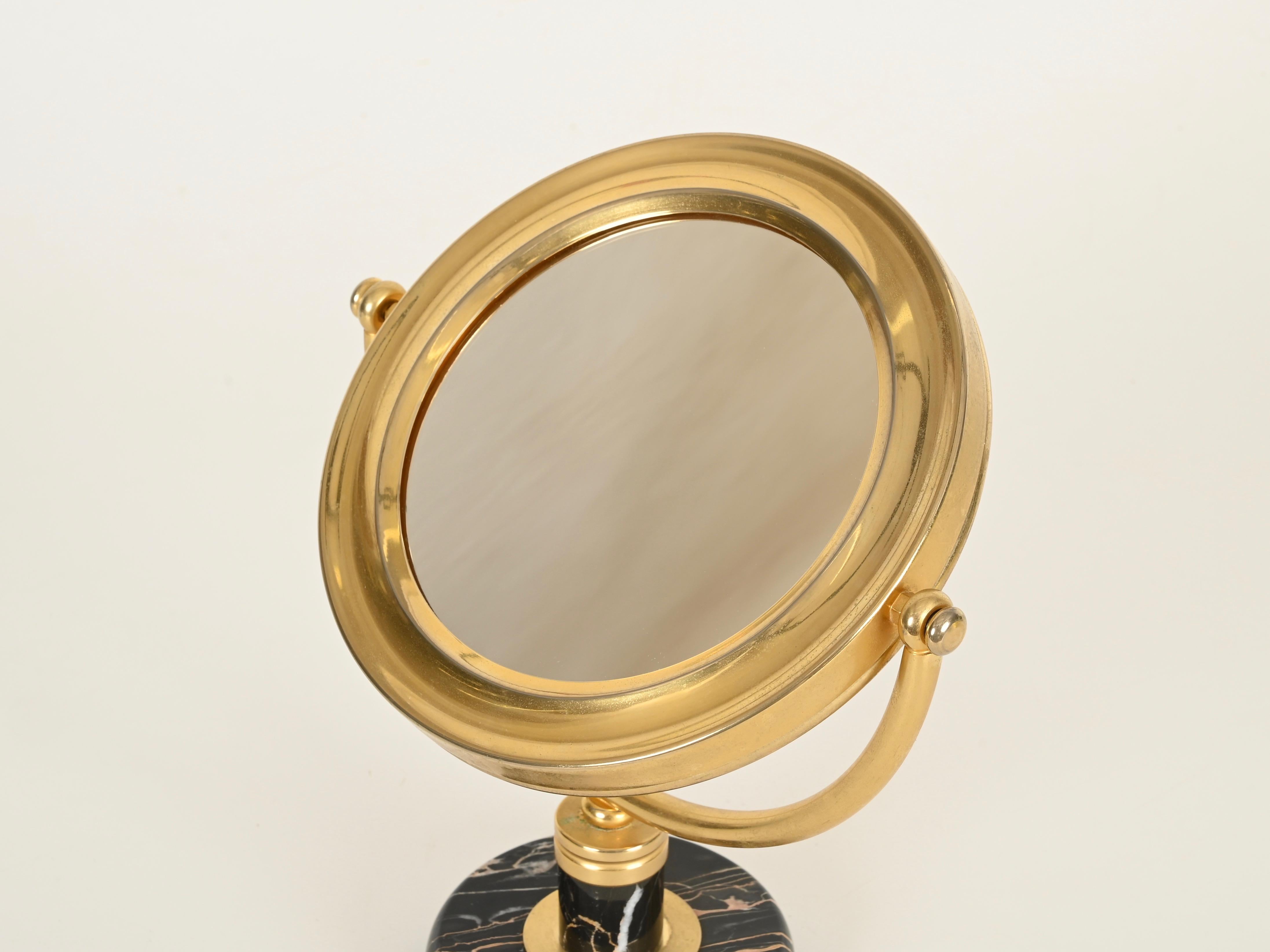 Gio Ponti Table Mirror in Brass and Portoro Gold Marble, Fontana Arte Italy 1950 in vendita 3