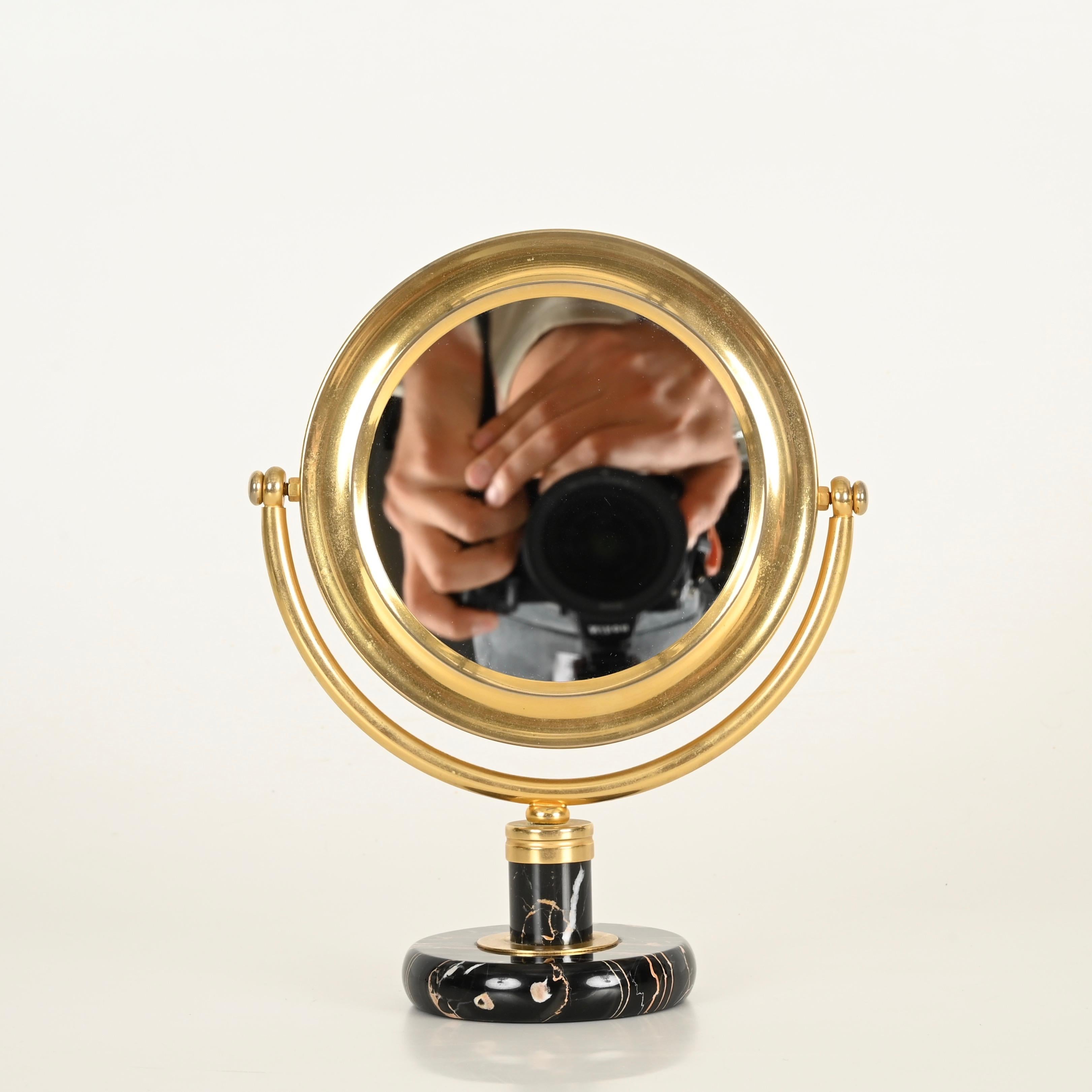 Gio Ponti Table Mirror in Brass and Portoro Gold Marble, Fontana Arte Italy 1950 in vendita 4