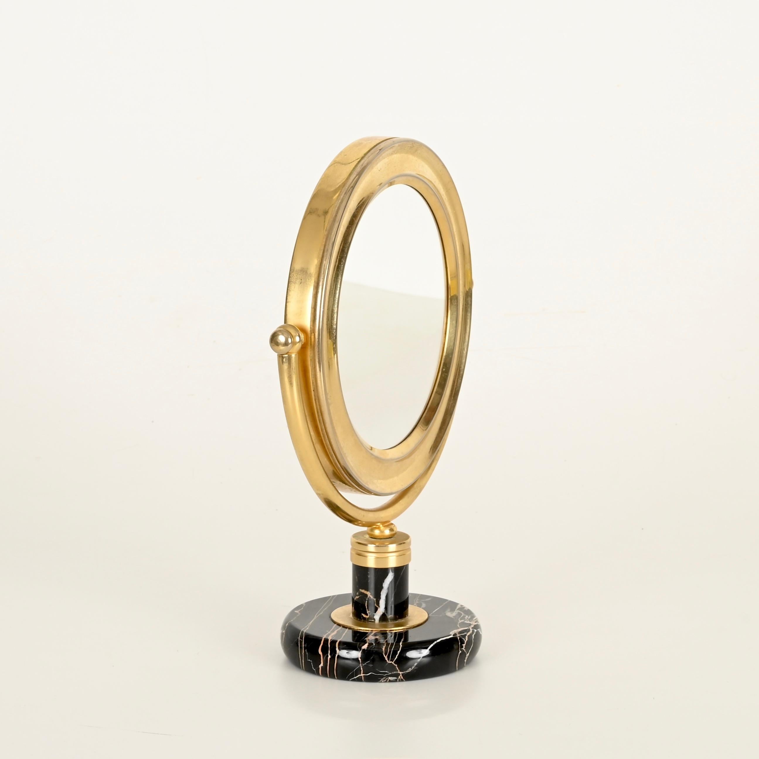 Gio Ponti Table Mirror in Brass and Portoro Gold Marble, Fontana Arte Italy 1950 in vendita 6