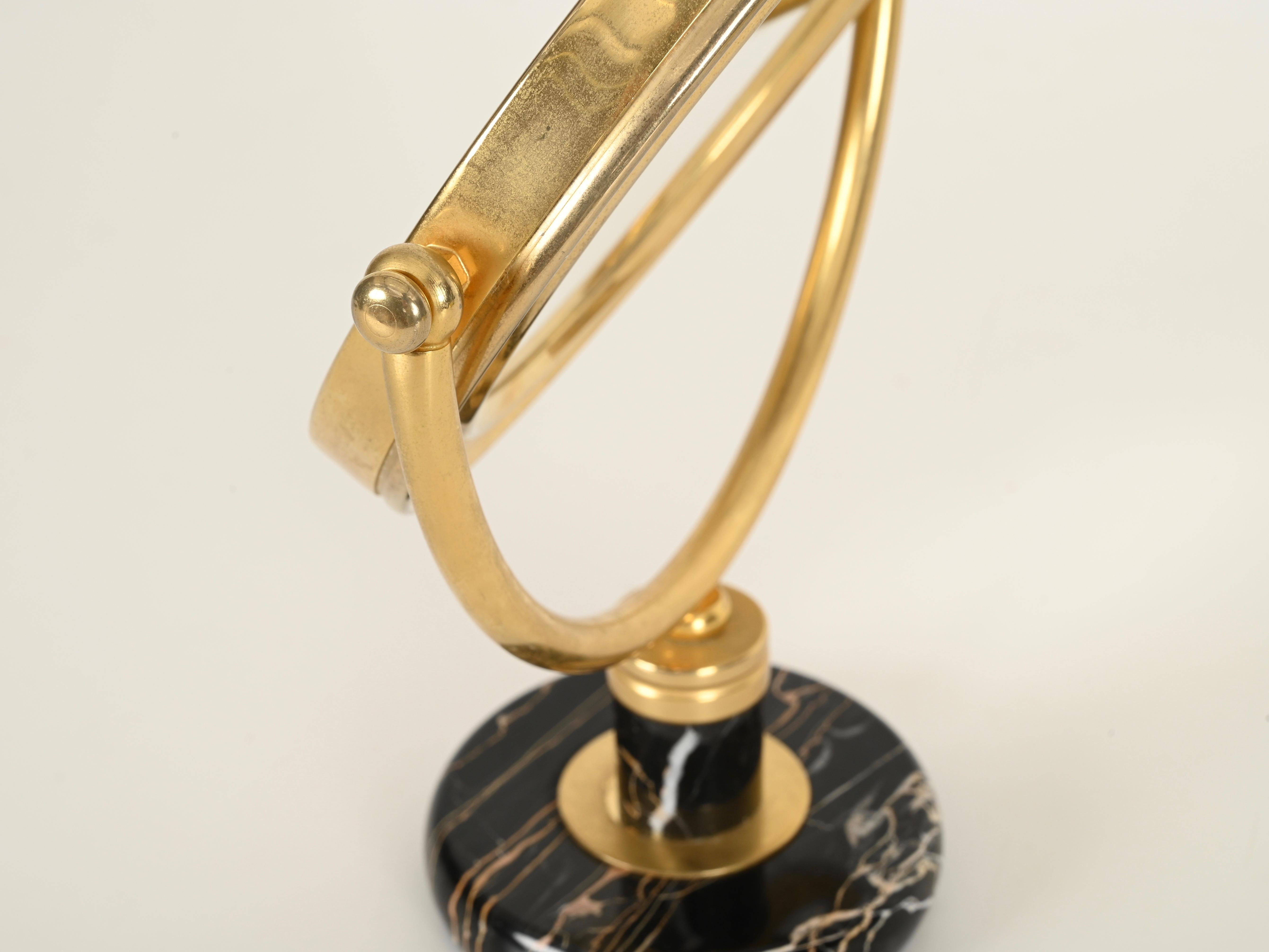Gio Ponti Table Mirror in Brass and Portoro Gold Marble, Fontana Arte Italy 1950 in vendita 7