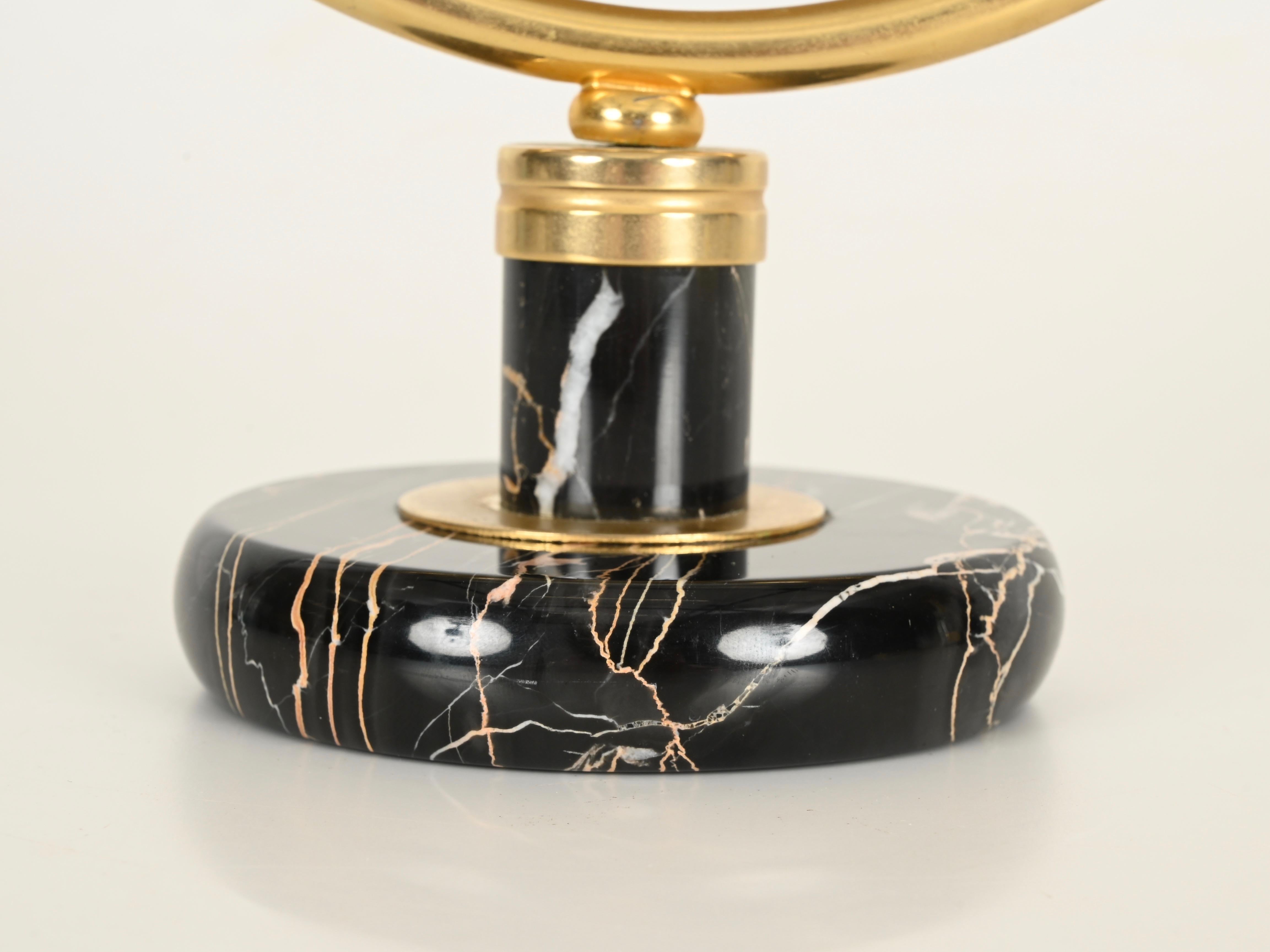 Mid-Century moderno Gio Ponti Table Mirror in Brass and Portoro Gold Marble, Fontana Arte Italy 1950 in vendita