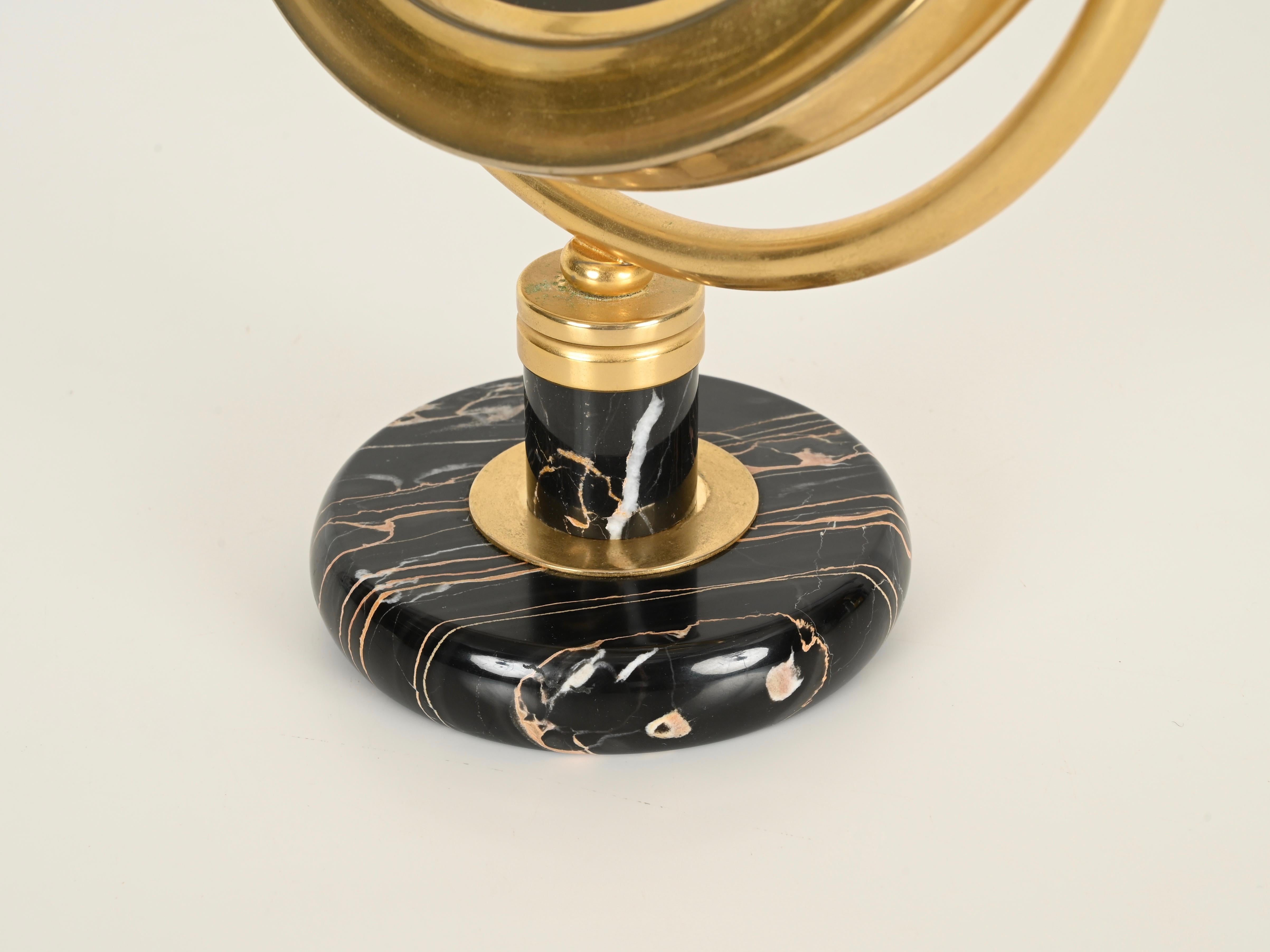 Fatto a mano Gio Ponti Table Mirror in Brass and Portoro Gold Marble, Fontana Arte Italy 1950 in vendita