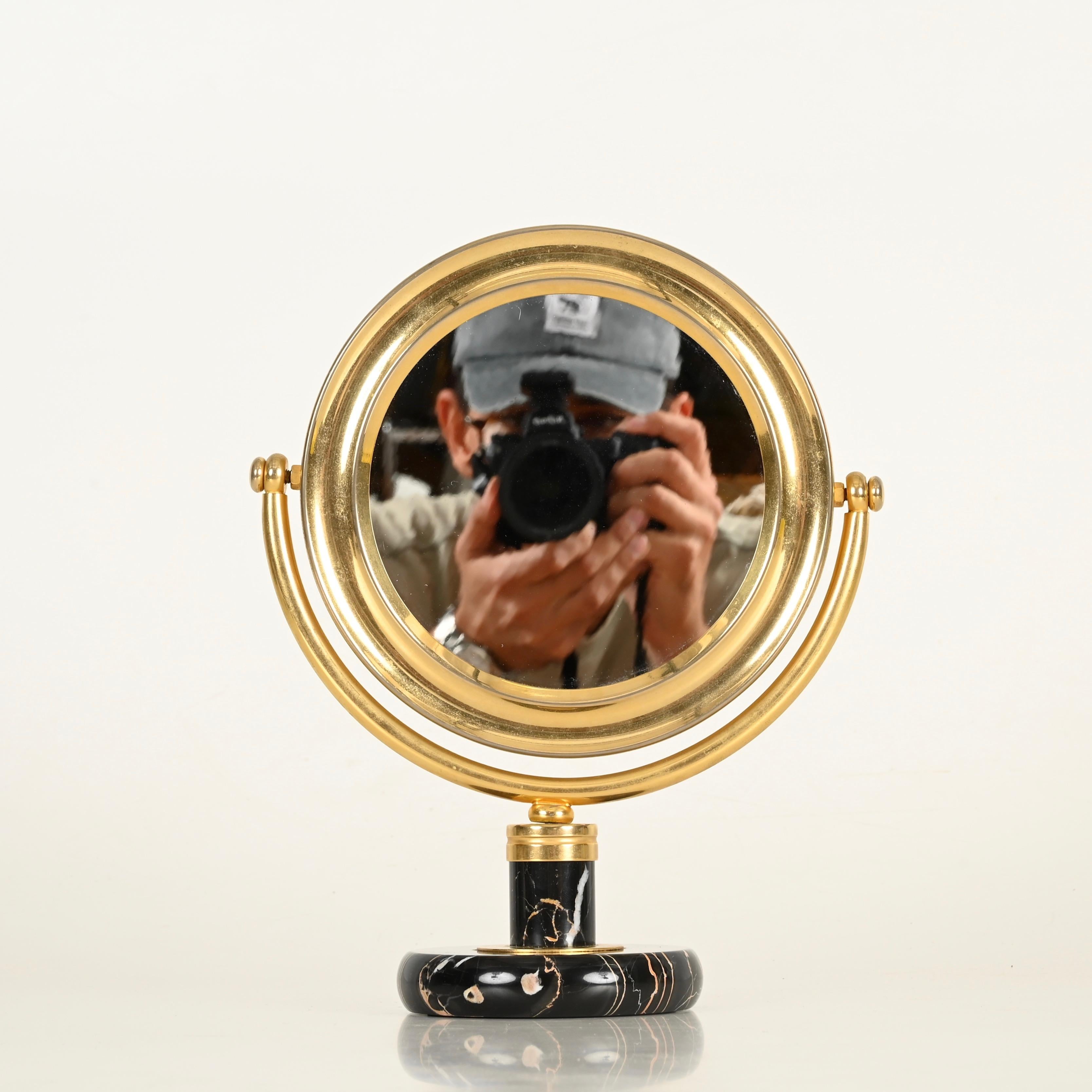 Gio Ponti Table Mirror in Brass and Portoro Gold Marble, Fontana Arte Italy 1950 In condizioni buone in vendita a Roma, IT