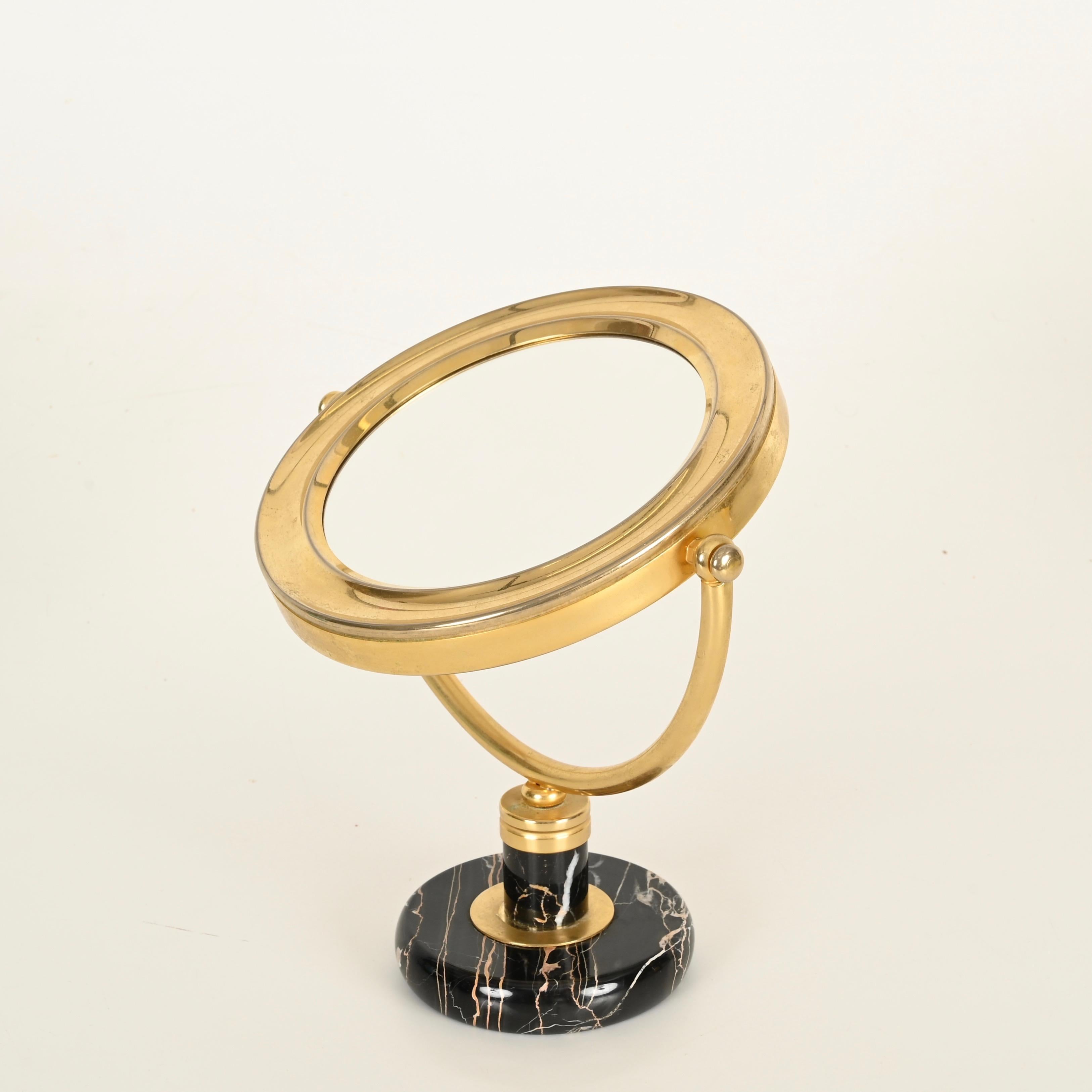 Gio Ponti Table Mirror in Brass and Portoro Gold Marble, Fontana Arte Italy 1950 in vendita 1