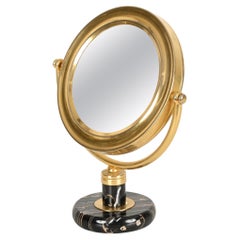 Gio Ponti Table Mirror in Brass and Portoro Gold Marble, Fontana Arte Italy 1950
