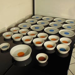 Gio Ponti Tableware Complete Set White Blue Orange Ceramica Italiana Pozzi, 1967