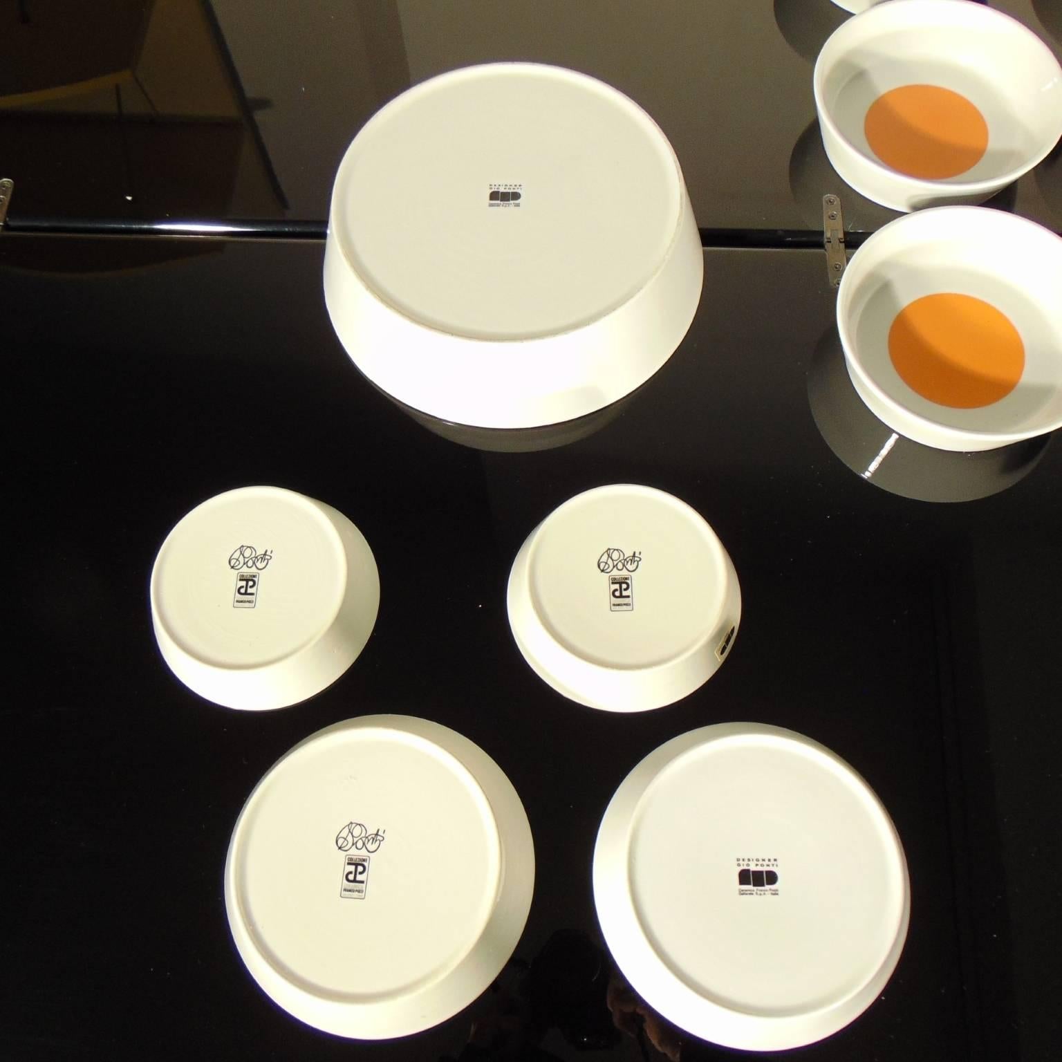 Gio Ponti Tableware Complete Set White Blue Orange Ceramica Italiana Pozzi, 1967 2