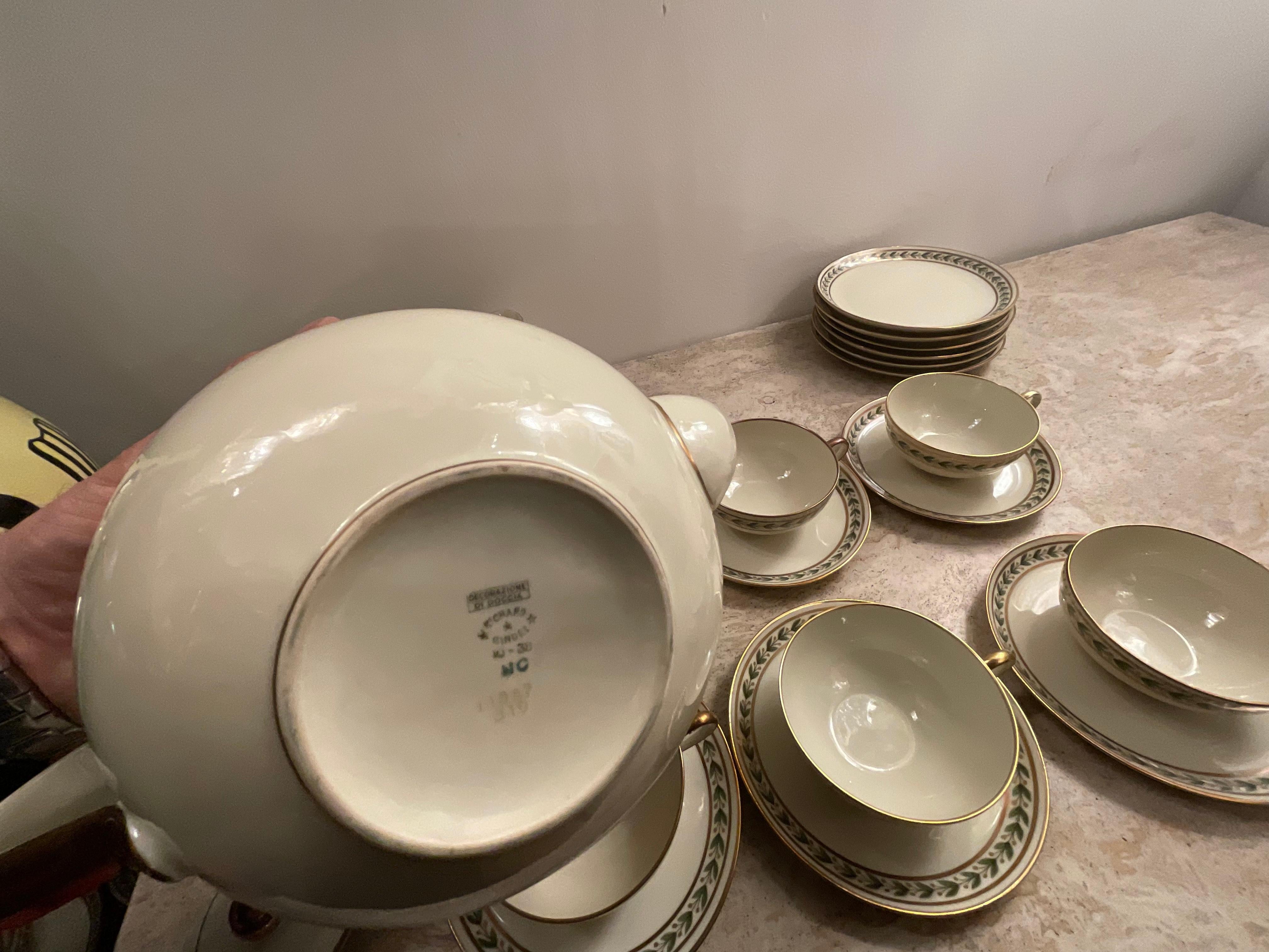20th Century Gio Ponti, Tea for 6 with Dessert Plates, in Porcelain Richard Ginori, Year 1939 For Sale