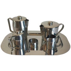 Vintage Gio Ponti Tea Set Steel for Sambonet, 1970