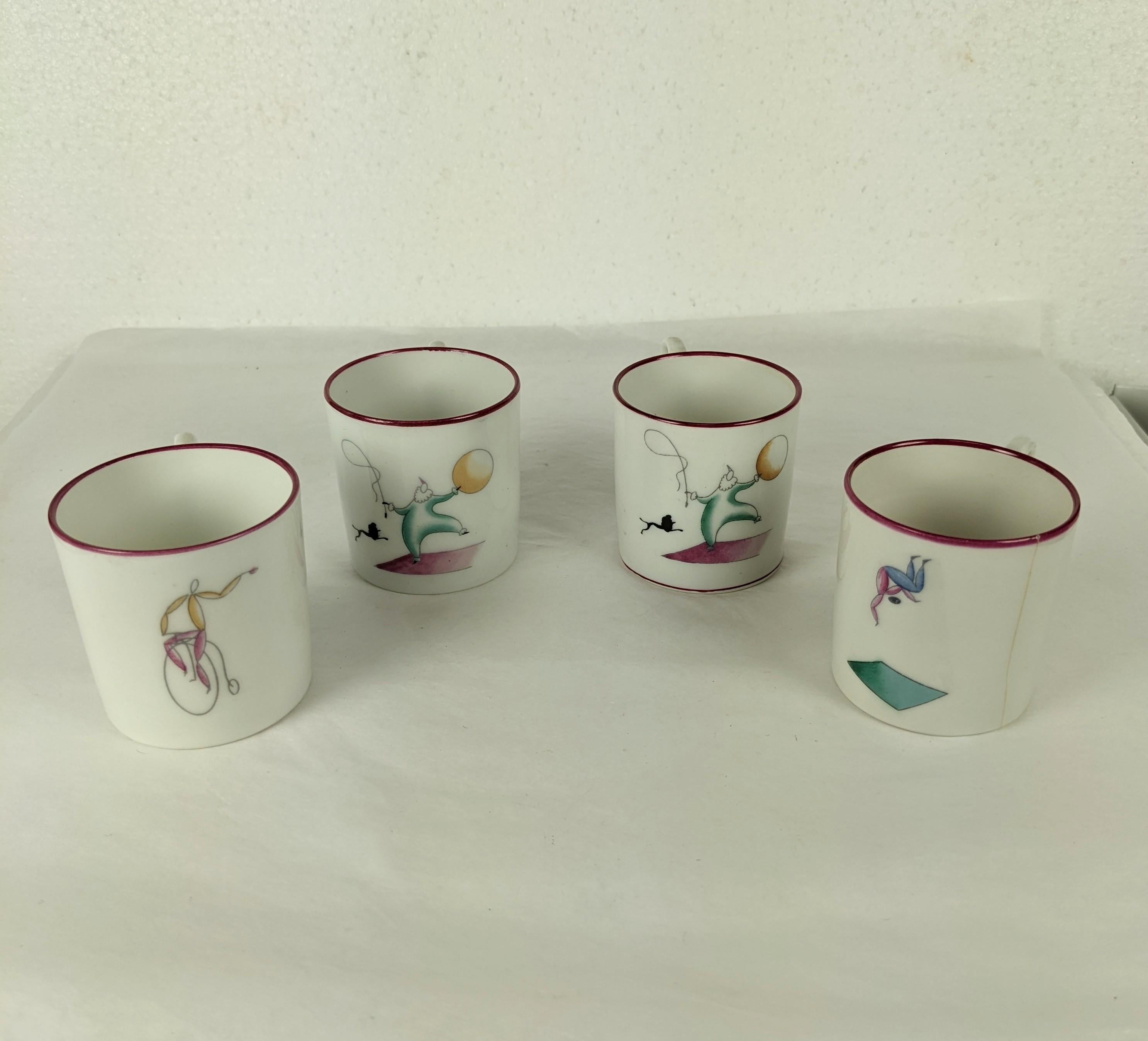 Tazas de té y platillos Gio Ponti para Ginori, Il Circo Italiano en venta