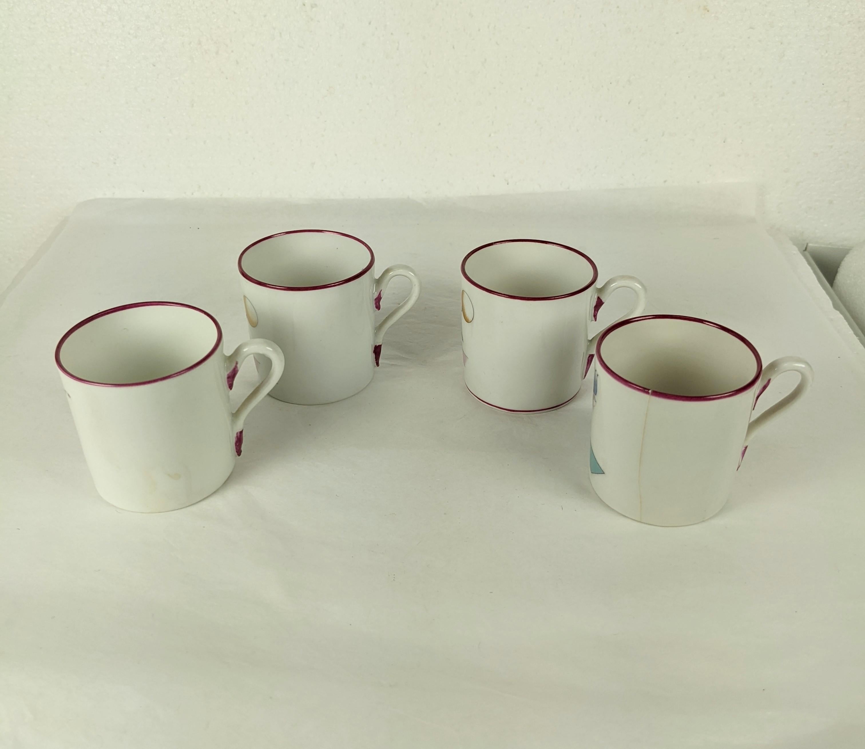 Painted Gio Ponti Teacups and Saucers for Ginori, Il Circo For Sale