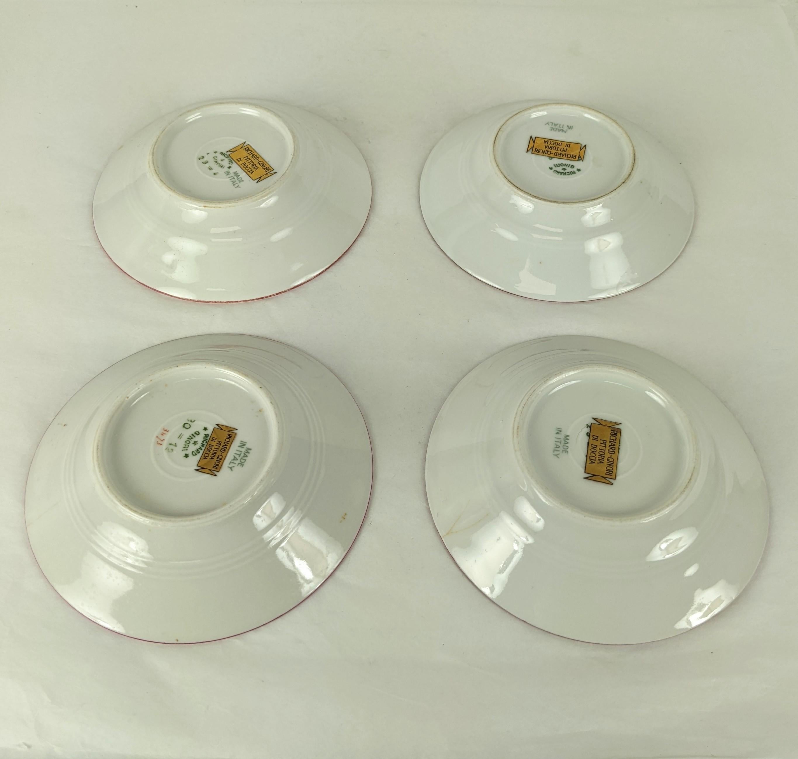 Mid-20th Century Gio Ponti Teacups and Saucers for Ginori, Il Circo For Sale