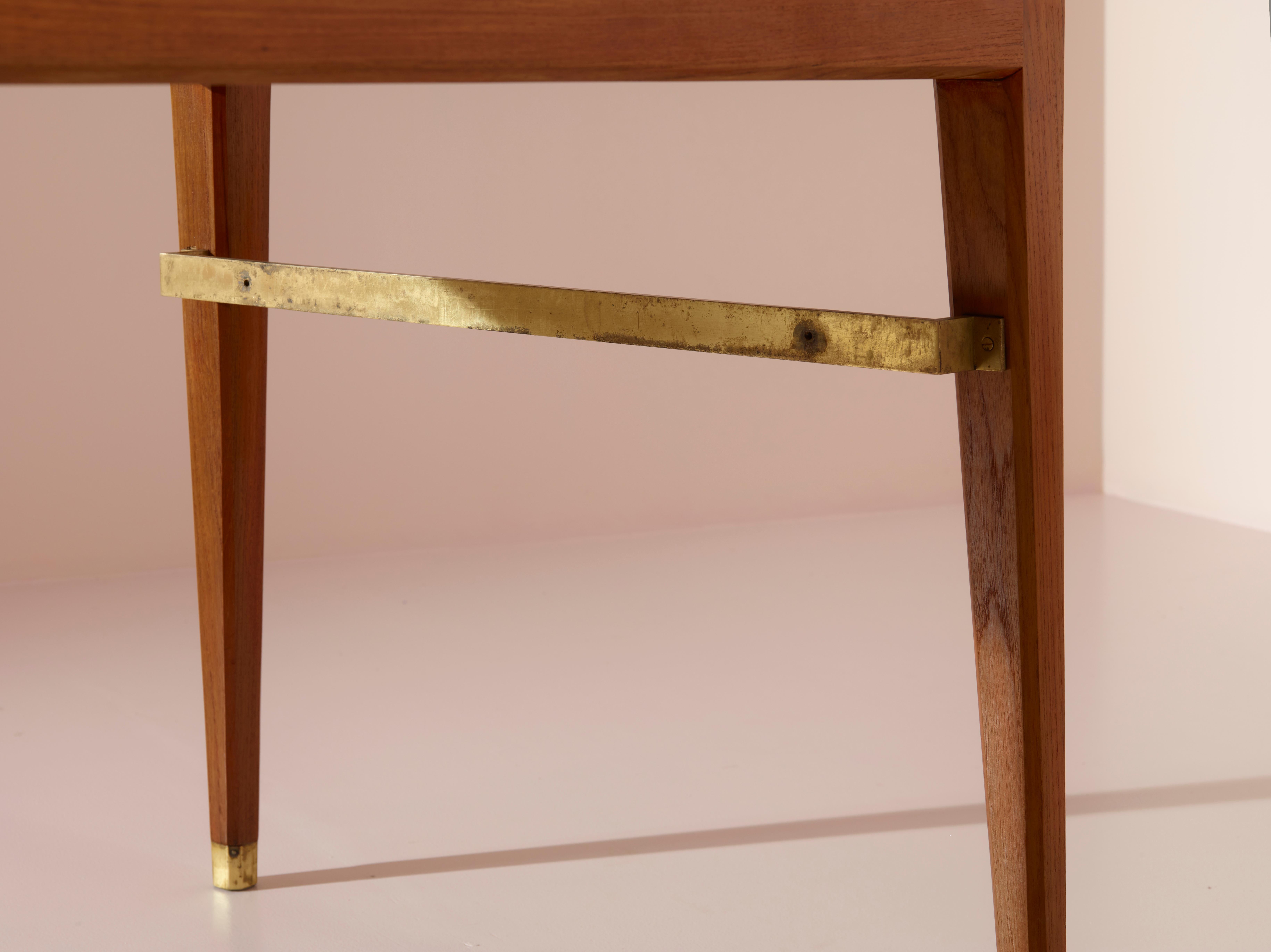 Gio Ponti Teak and Brass Desk Designed for the BNL Offices, ISA Bergamo, 1950s For Sale 5