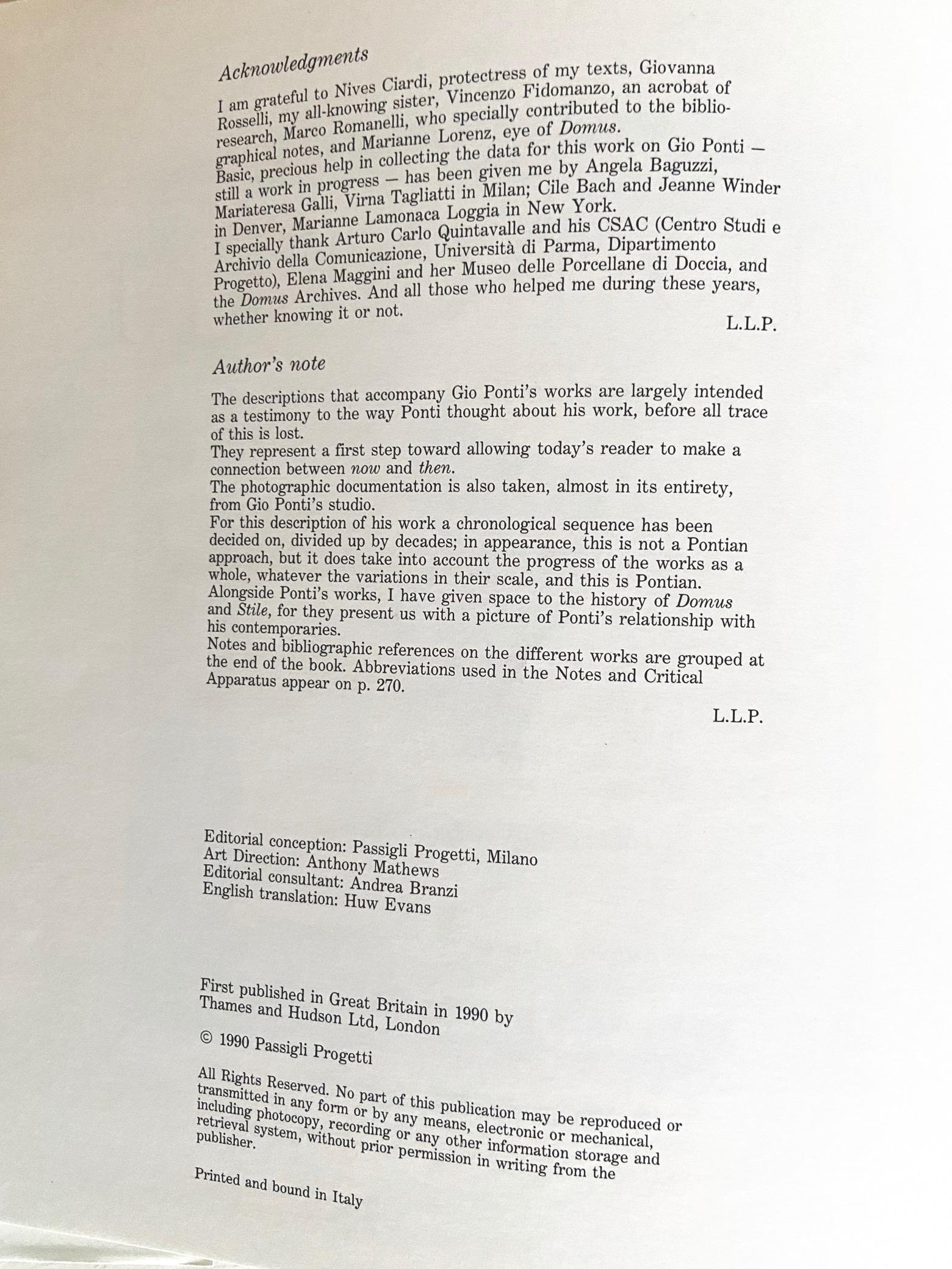 L'œuvre complète de Gio Ponti 1923-1978  Livre à dos rigide, 1990, Thames and Hudson en vente 7