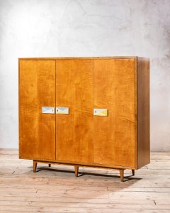 Gio Ponti Three-Door Wardrobe by Dassi, Blond Walnut, Mid-Century